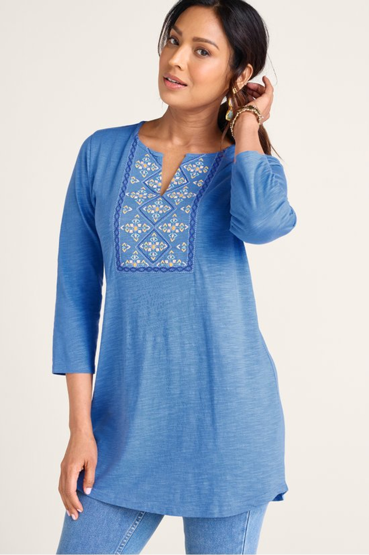Rumi Embroidered Tunic - Soft Surroundings Outlet