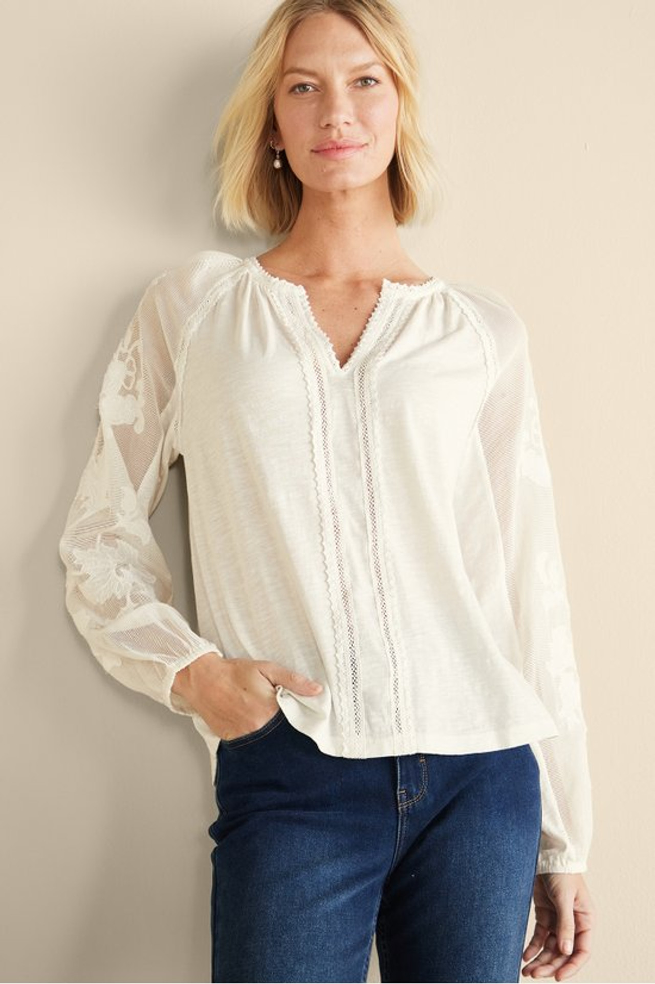 Enya Embroidered Top - Soft Surroundings Outlet