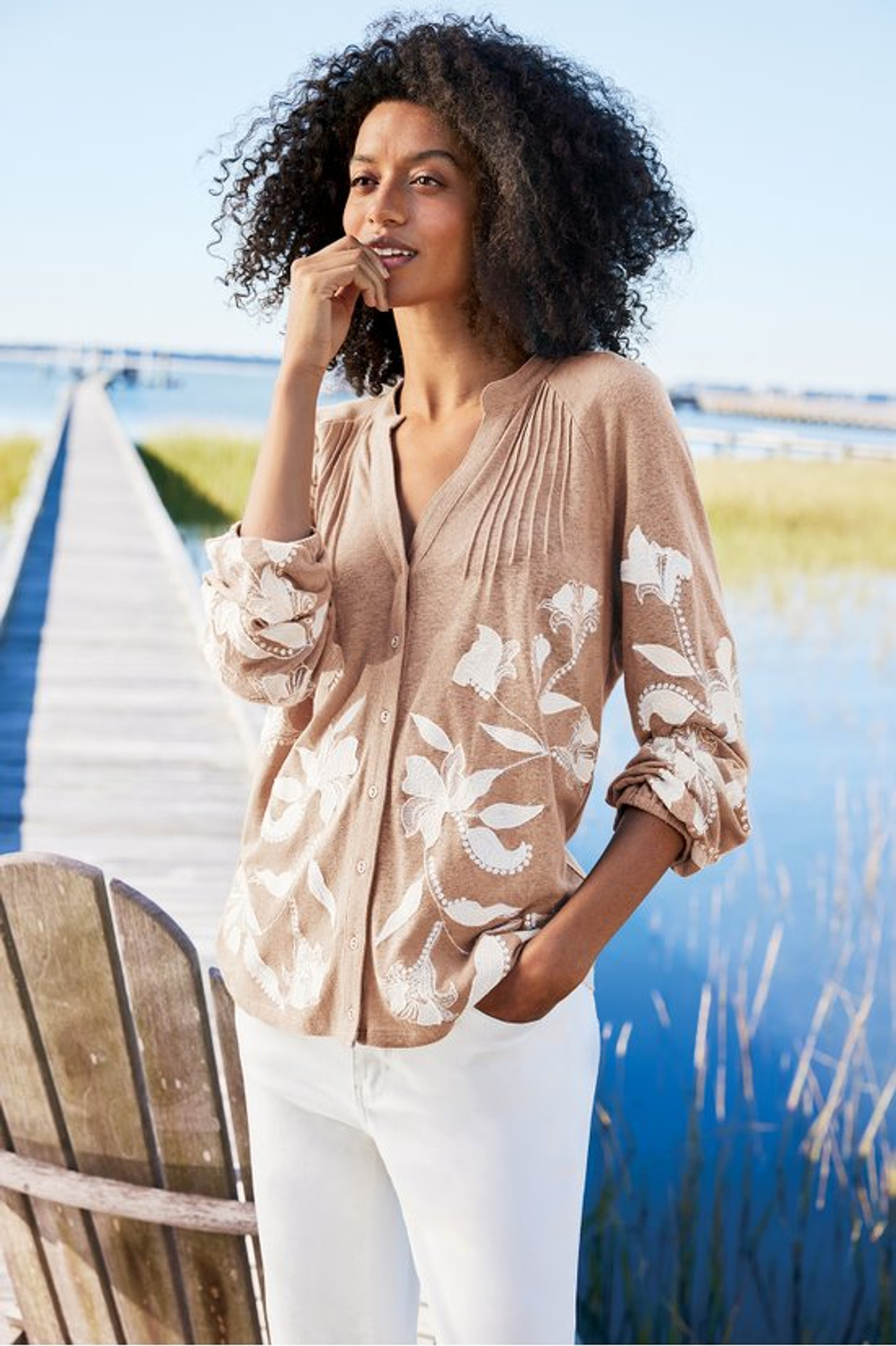 Alva Embroidered Knit Top - Soft Surroundings Outlet