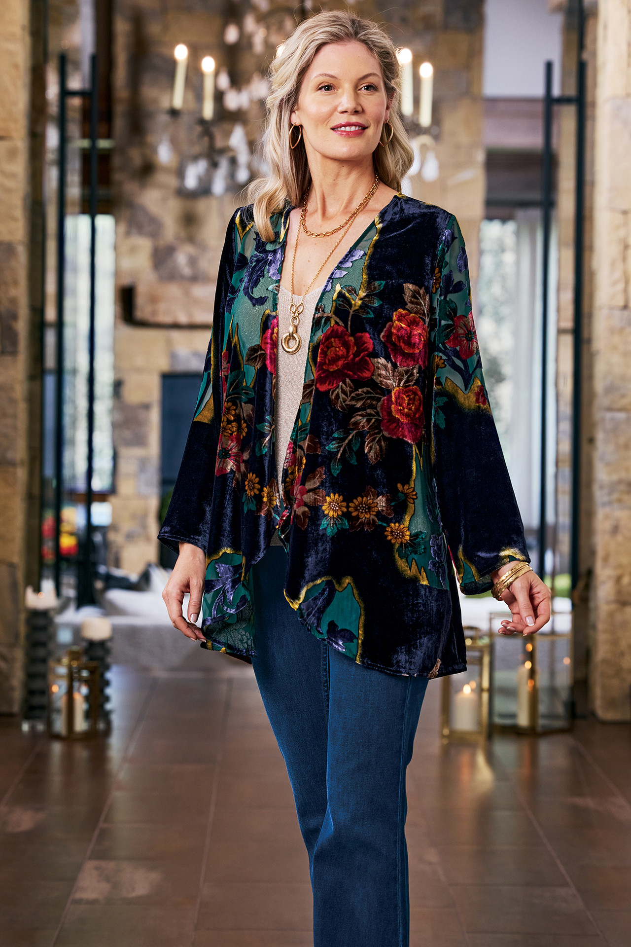 Aaliyah Floral Velvet Topper - Soft Surroundings Outlet