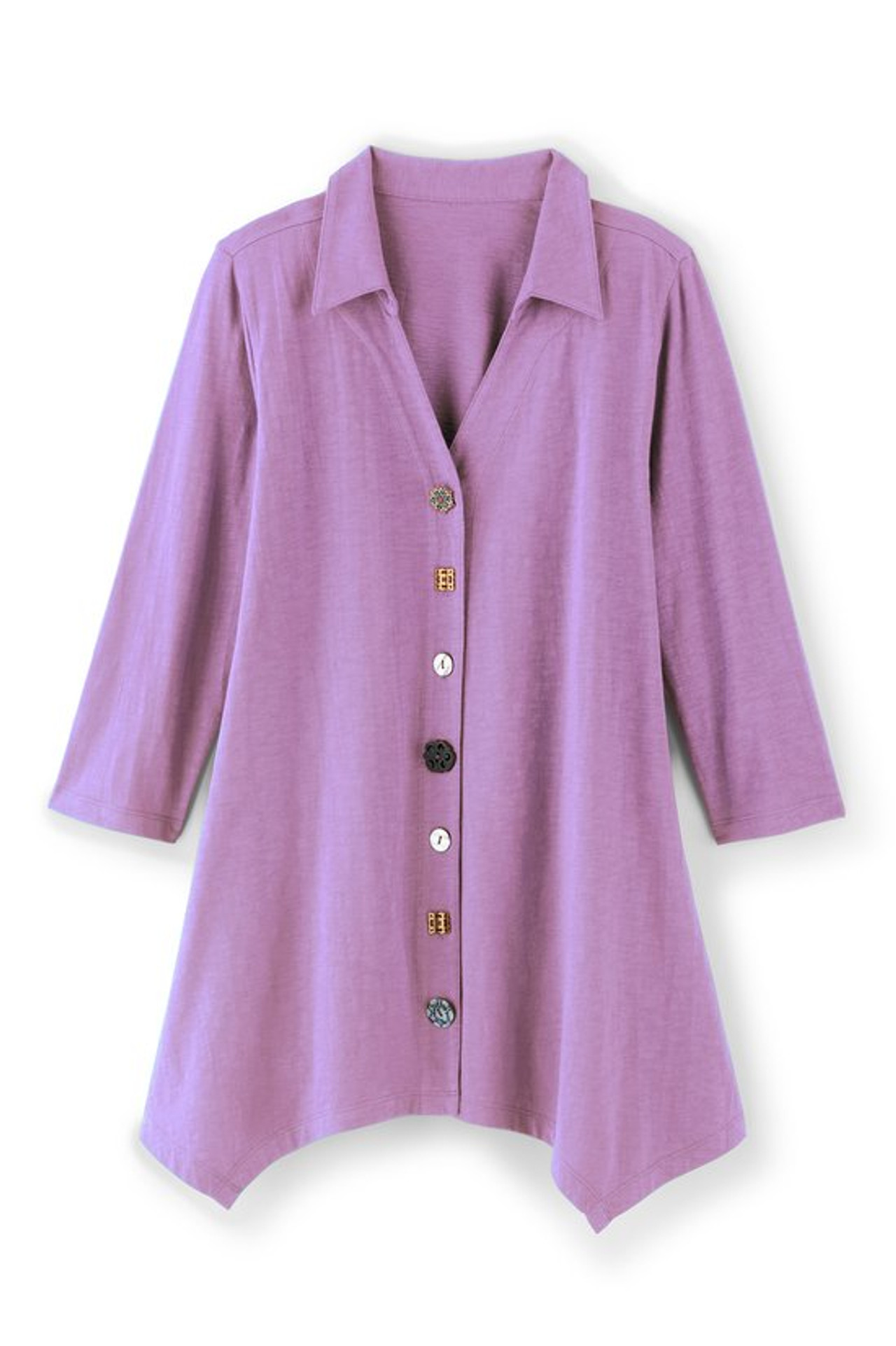 Danielle Button 3/4 Sleeve Tunic - Soft Surroundings Outlet