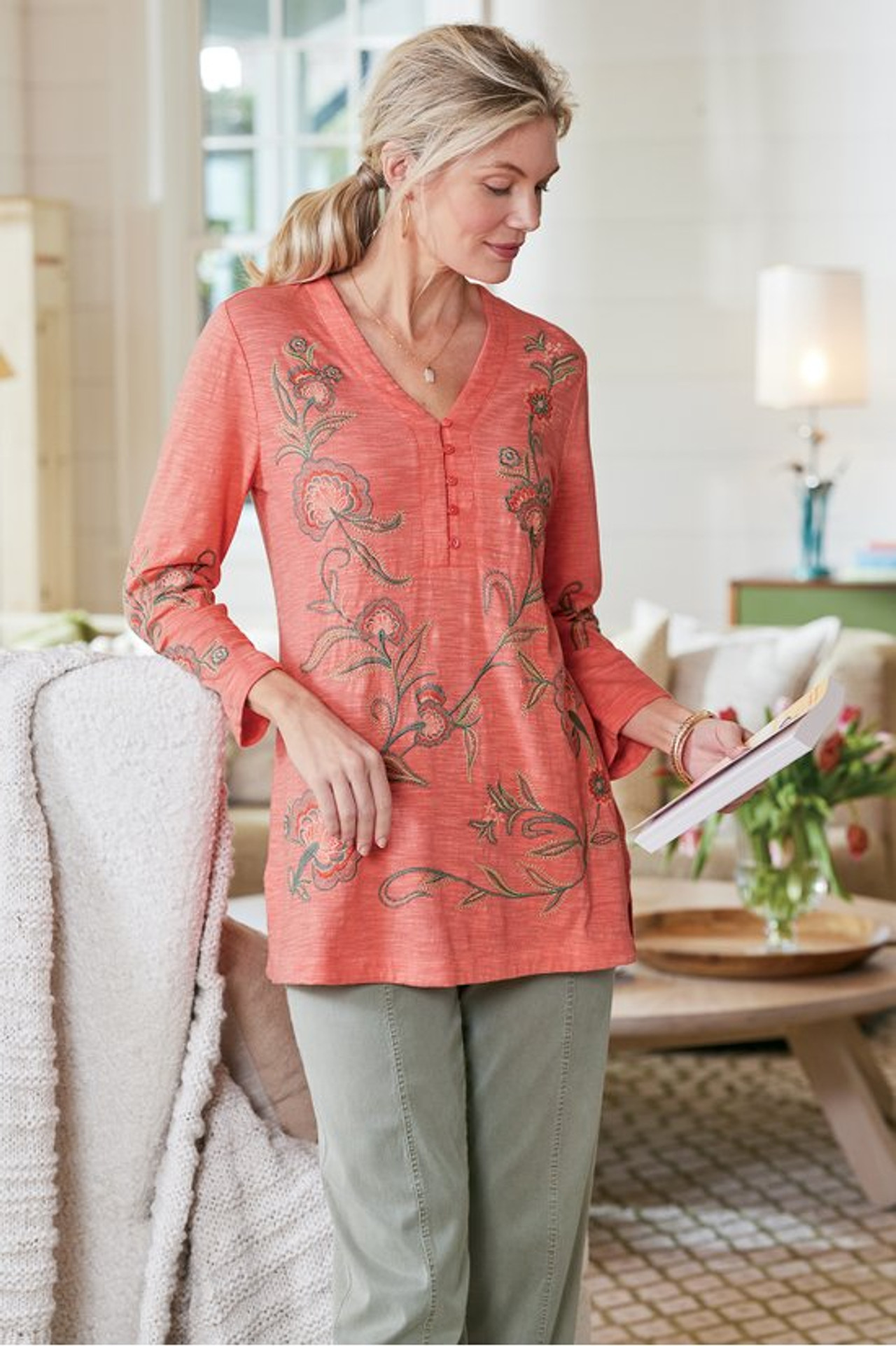 Kaleen Embroidered Tunic - Soft Surroundings Outlet