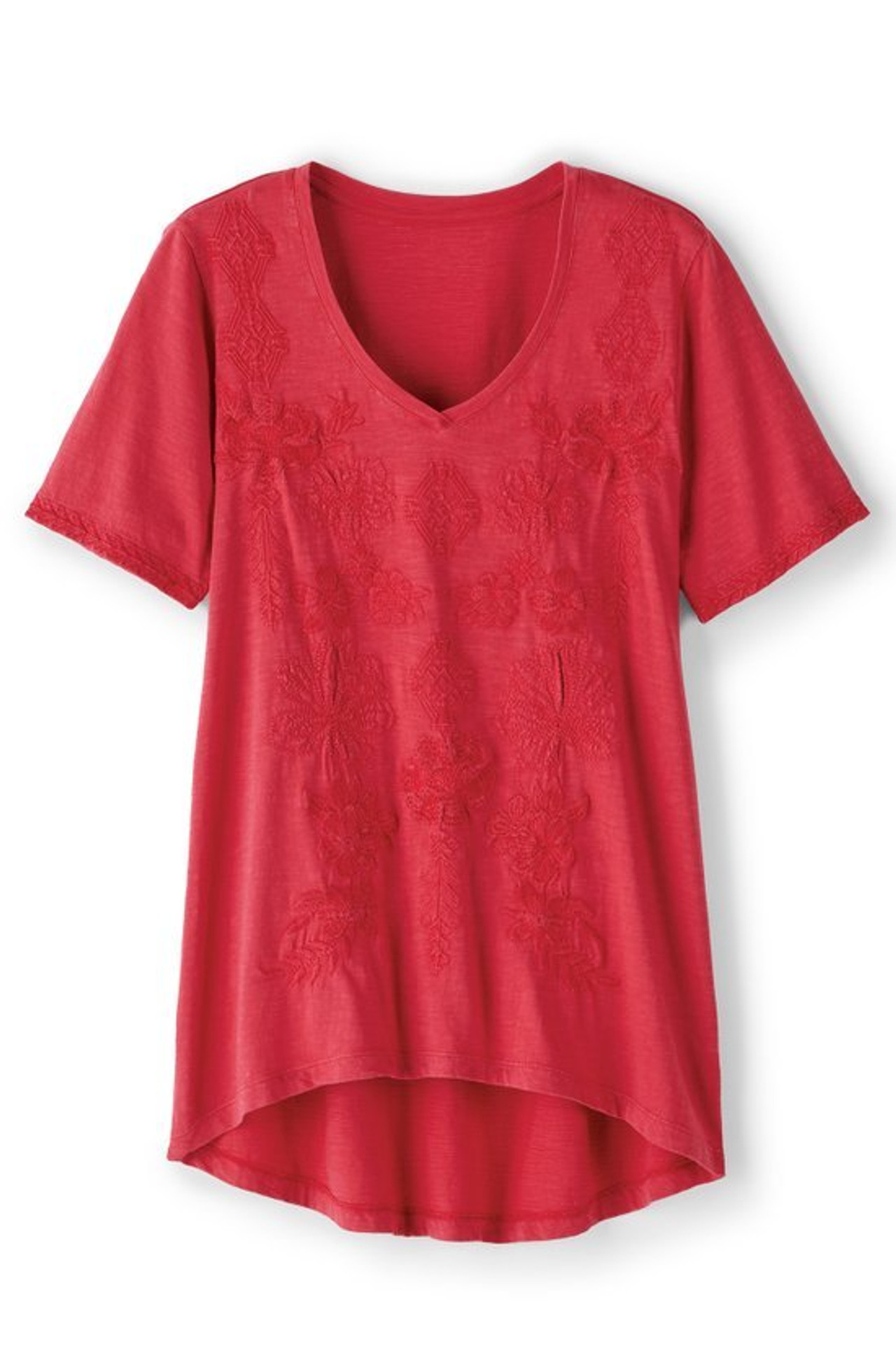 Santorini Embroidered Tee - Soft Surroundings Outlet