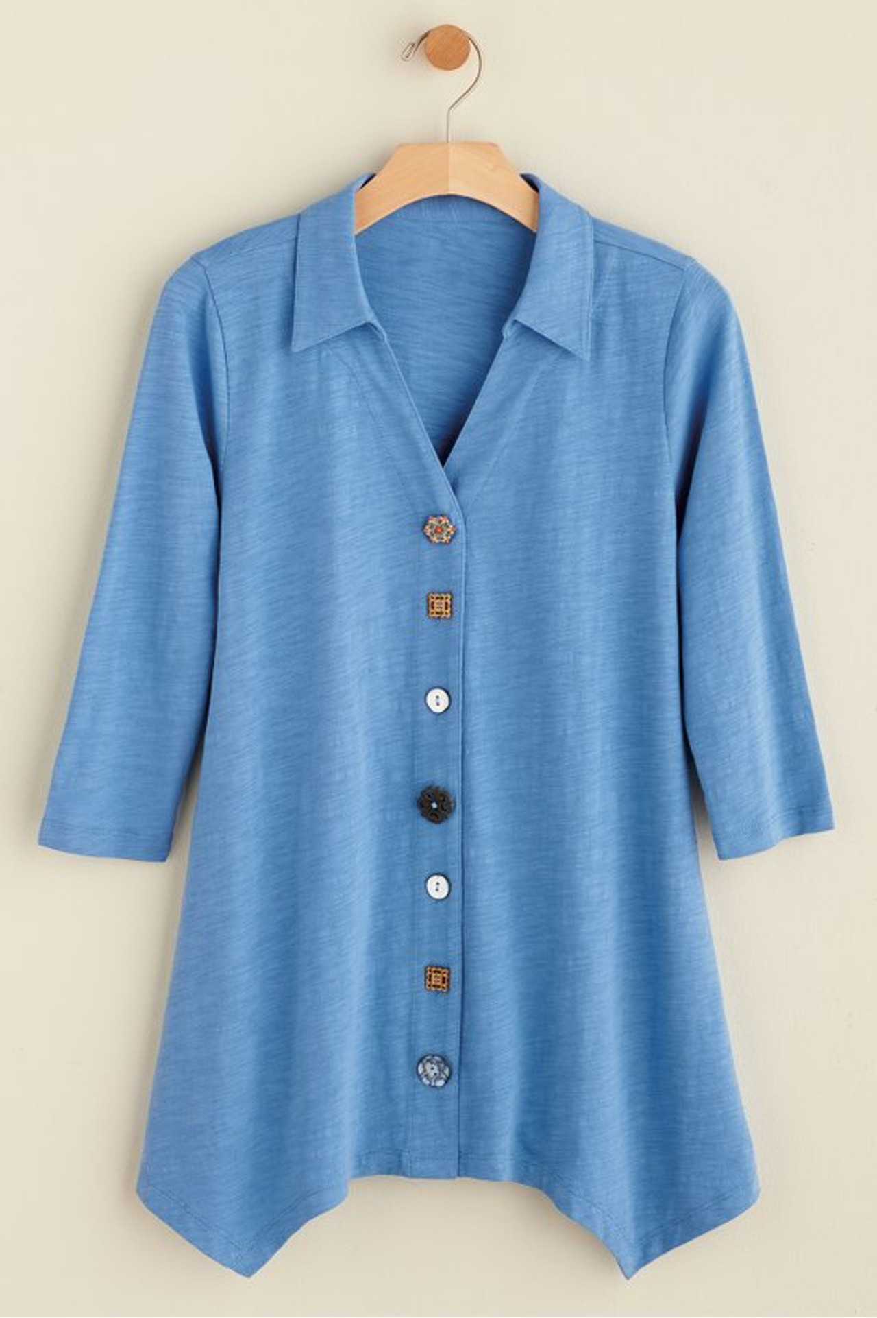 Danielle Button 3/4 Sleeve Tunic - Soft Surroundings Outlet