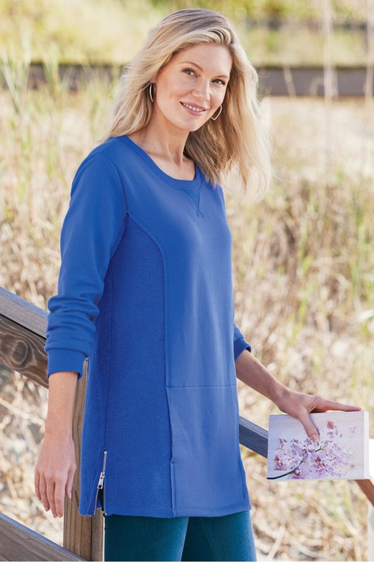 Cosima Side-Zip French Terry Tunic - Soft Surroundings Outlet