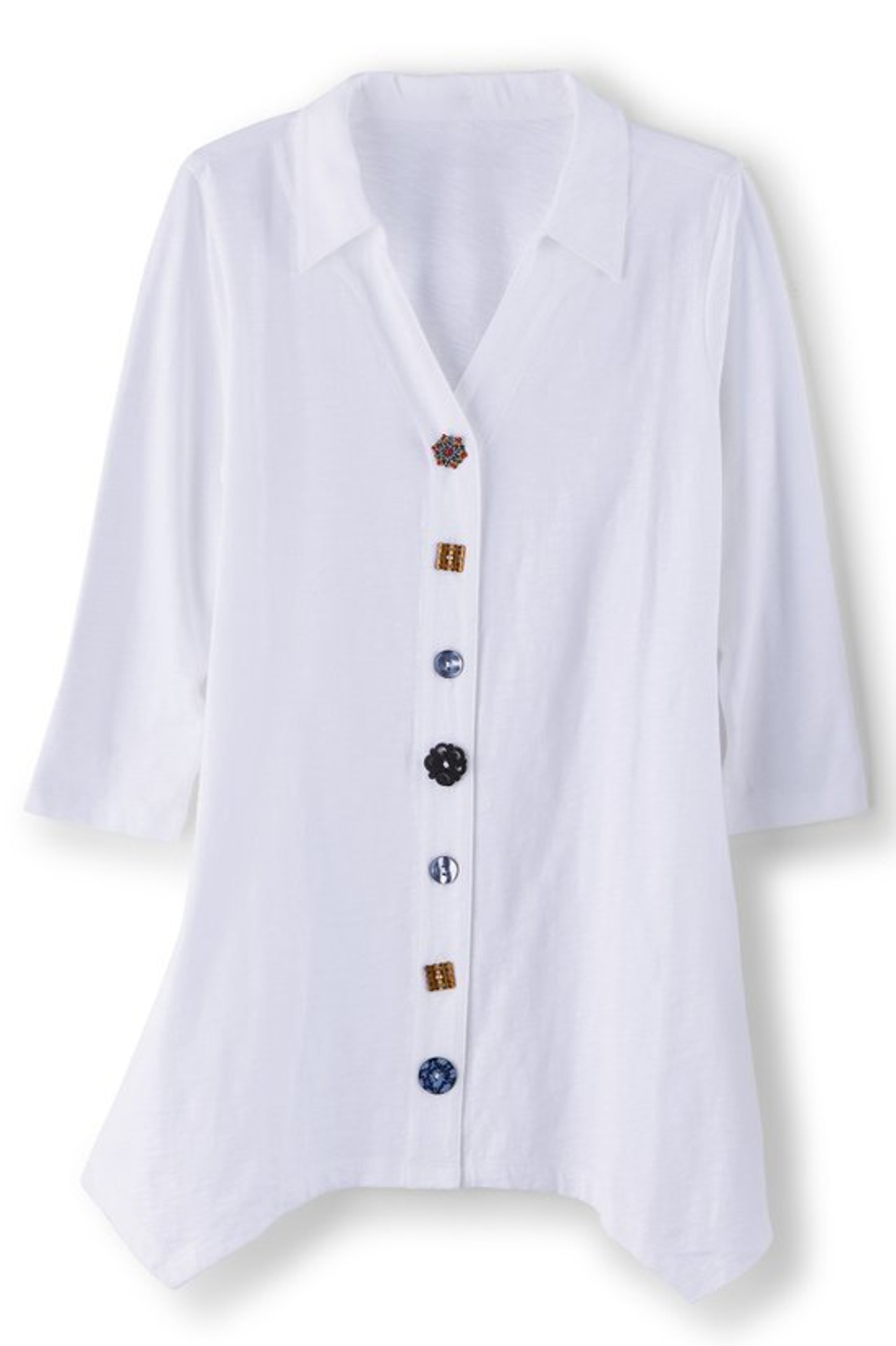 Danielle Button 3/4 Sleeve Tunic - Soft Surroundings Outlet