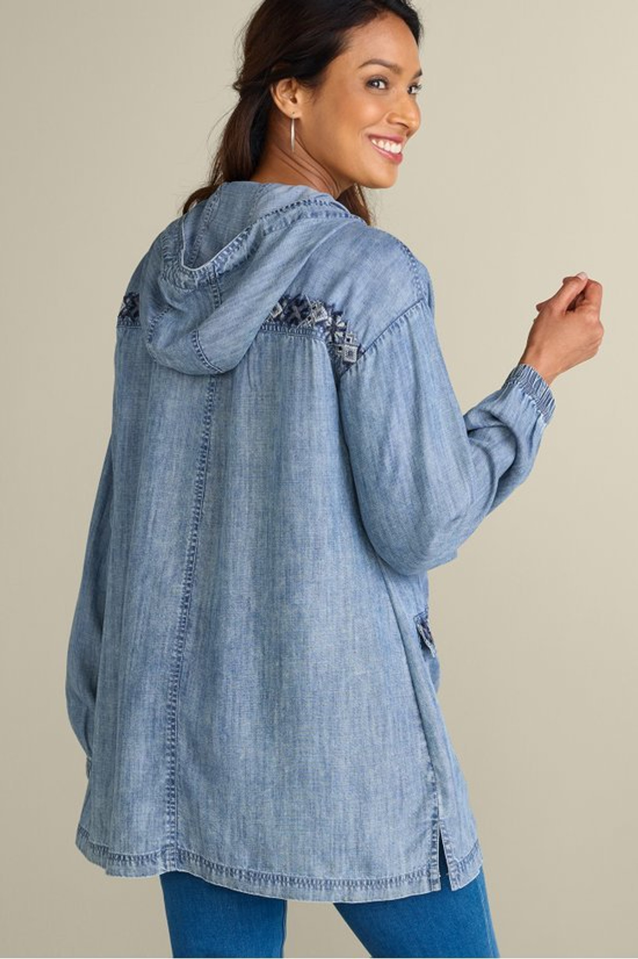 Evie Embroidered TENCEL™ Hoodie - Soft Surroundings Outlet