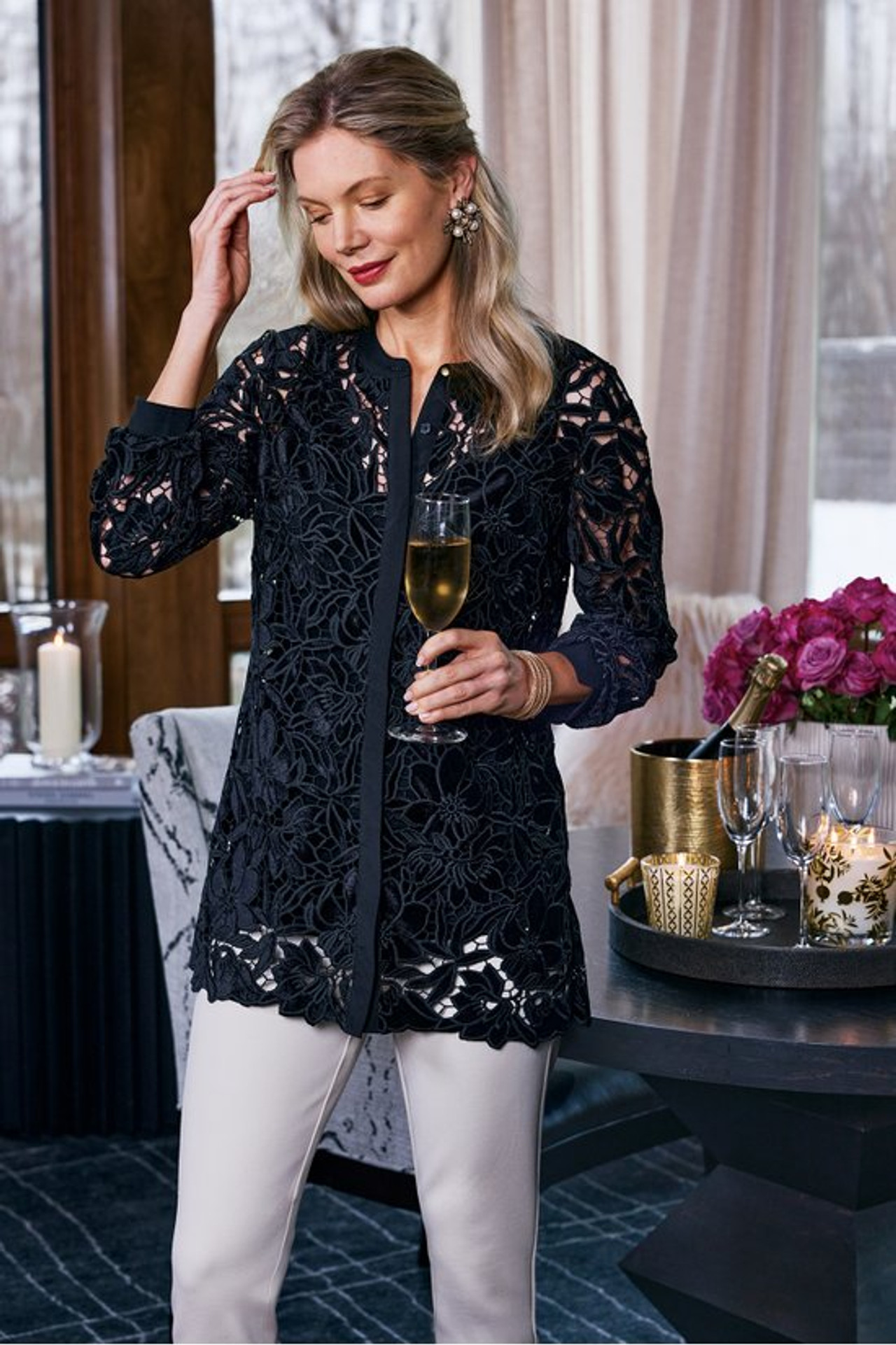 Candace Velvet Lace Tunic - Soft Surroundings Outlet