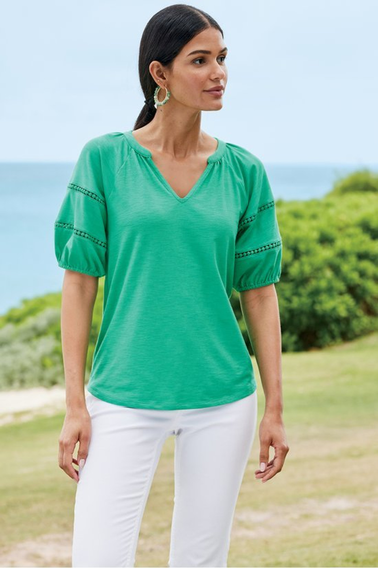 Heidi Supima® Puff Sleeve Tee - Soft Surroundings Outlet