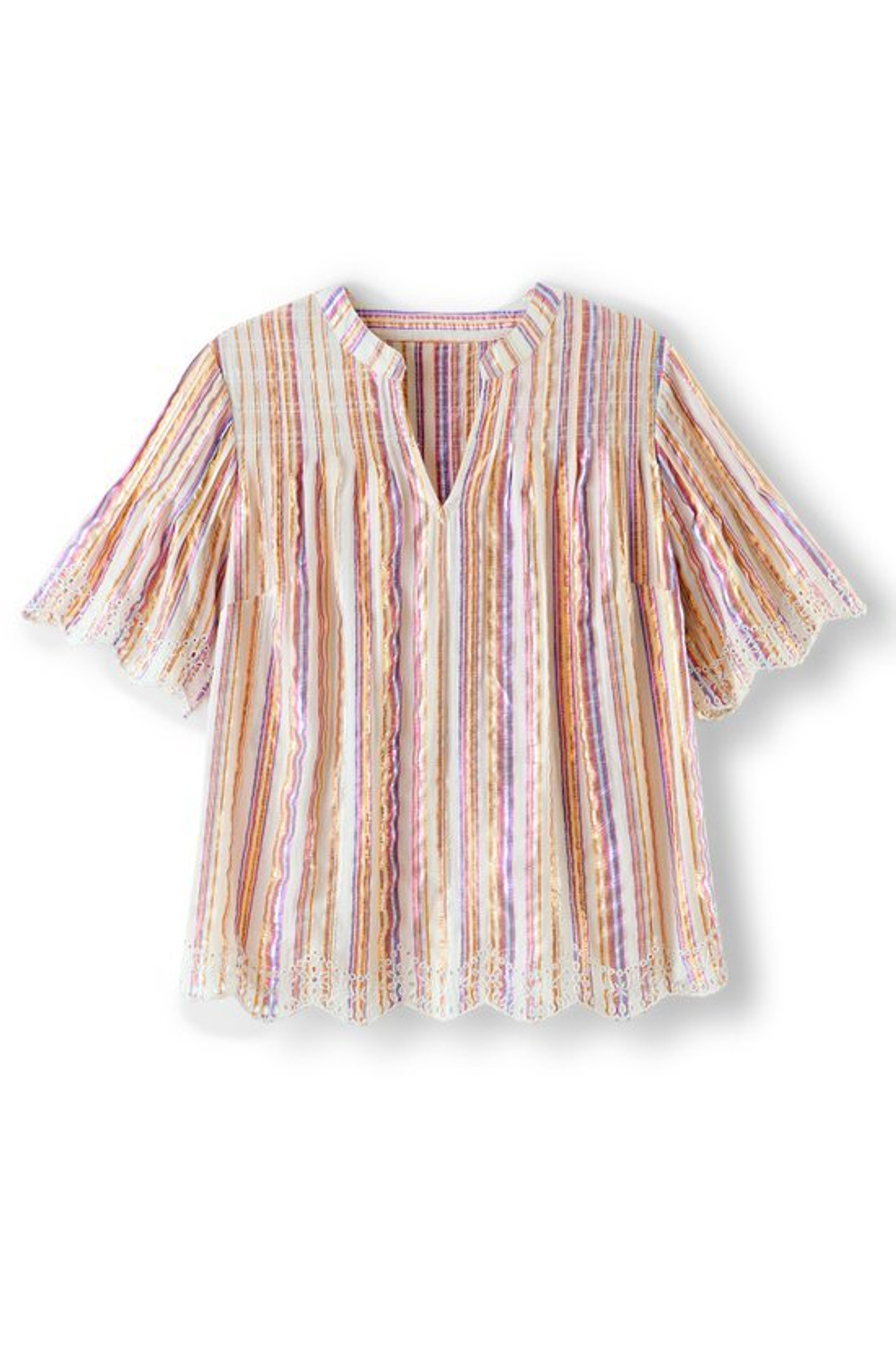 Ciel Metallic Stripe Eyelet Top - Soft Surroundings Outlet