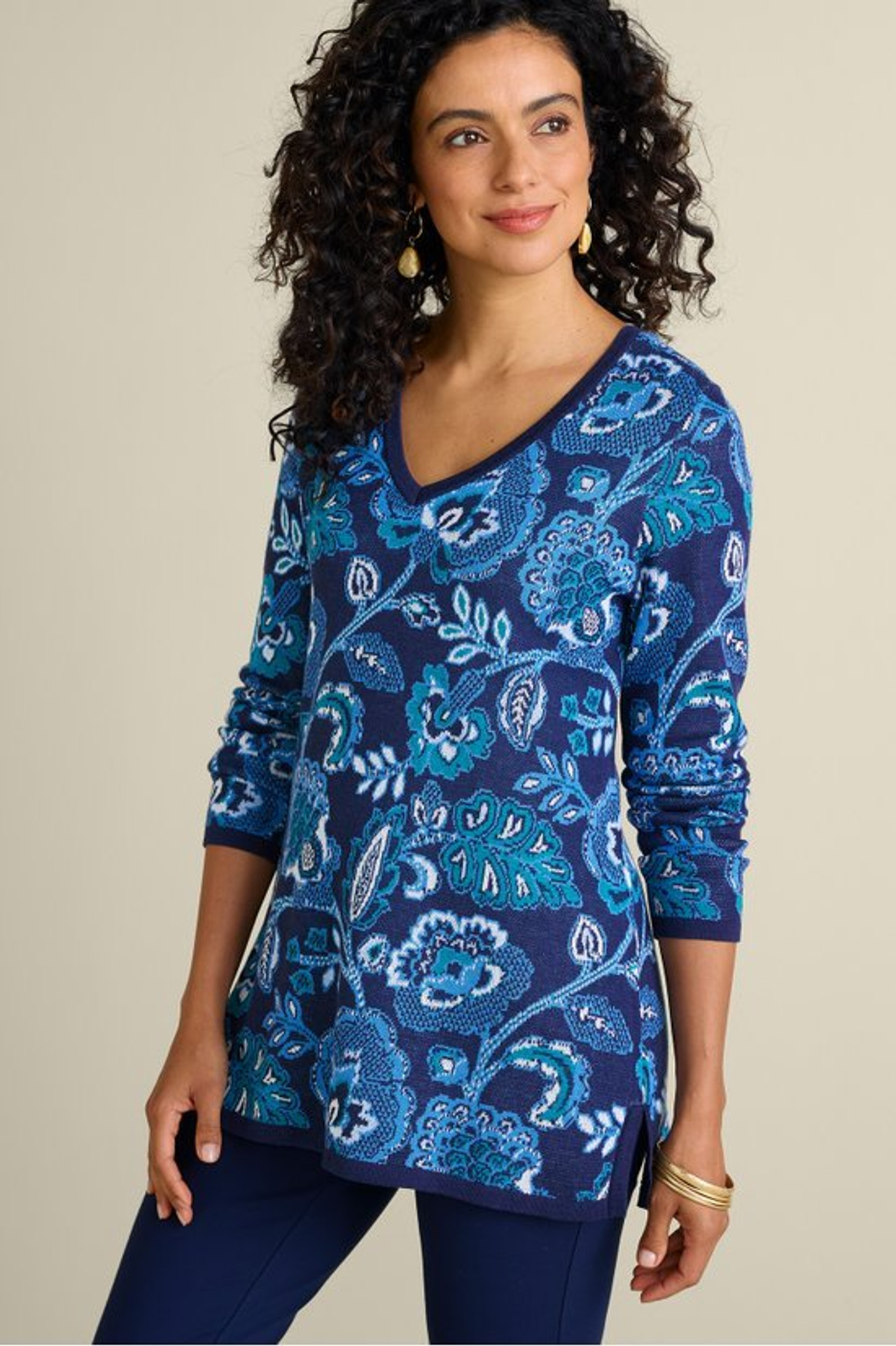 Leonor Jacquard Tunic Sweater - Soft Surroundings Outlet
