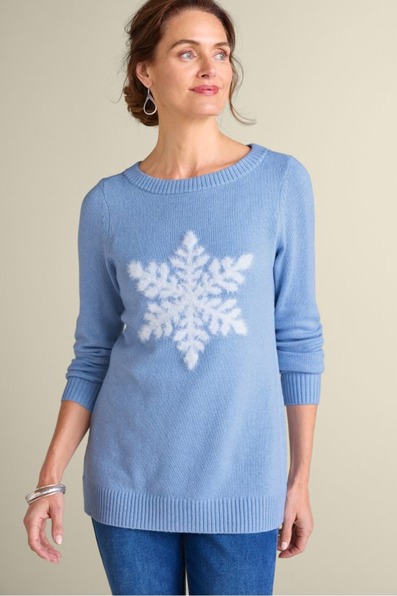 Draya Eyelash Snowflake Sweater - Soft Surroundings Outlet