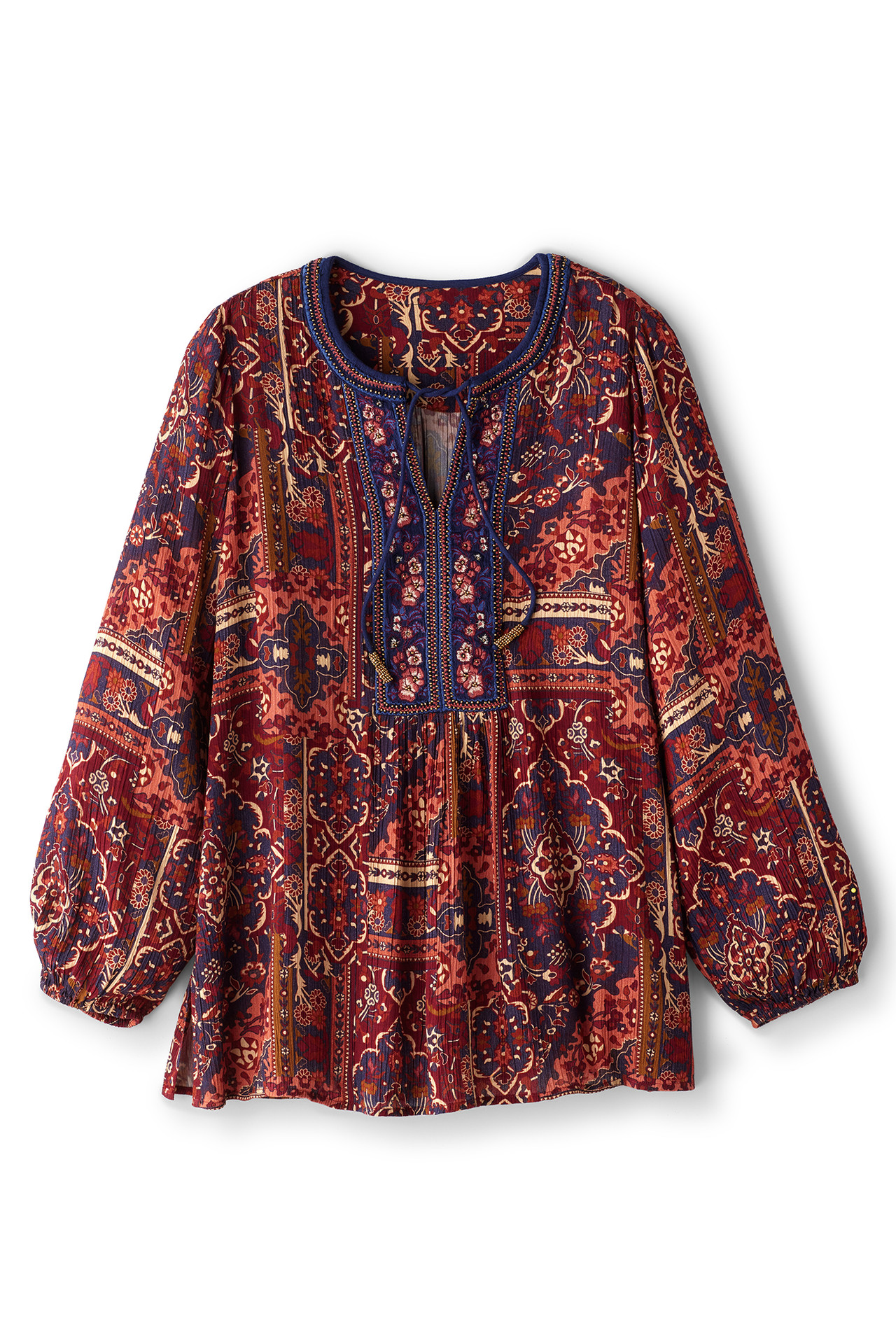 Cindra Embroidered Gauze Tunic - Soft Surroundings Outlet