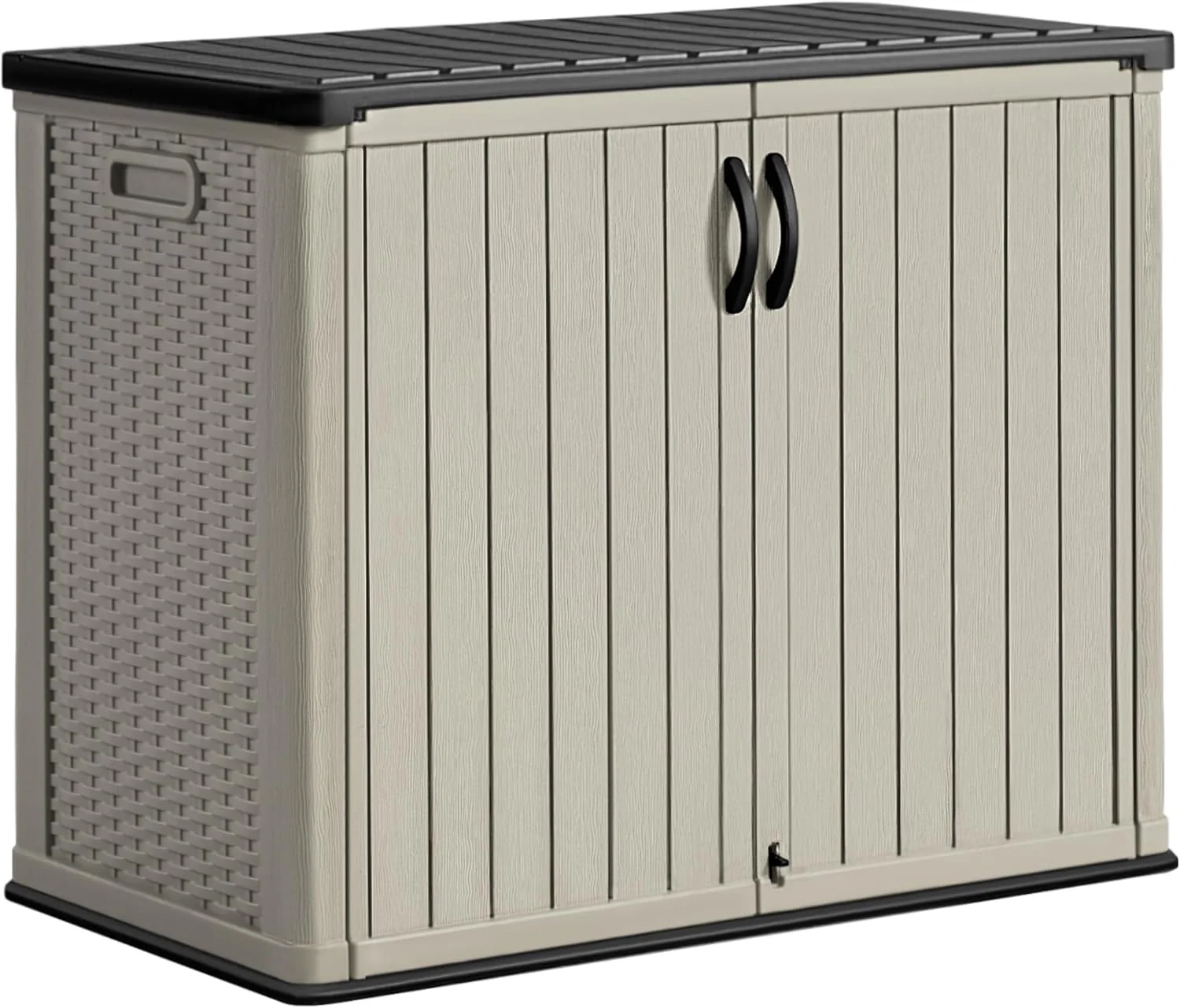 Greesum Outdoor Horizontal Storage Shed 27 Cu.ft Resin Large Storage Box for Garden, Patio, Backyard