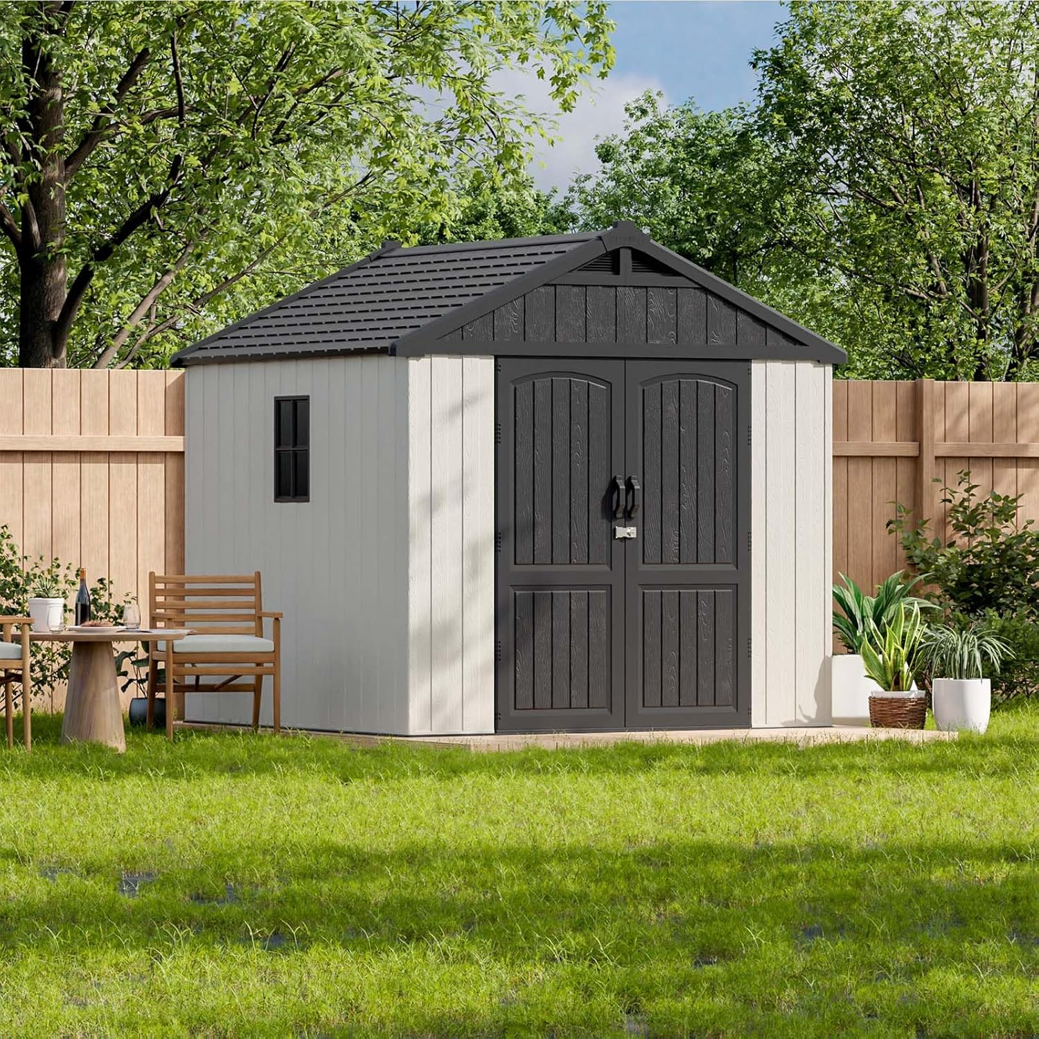 Patiowell 6x4 FT Plastic Outdoor Storage Shed with Floor, Resin Outdoor Storage Shed