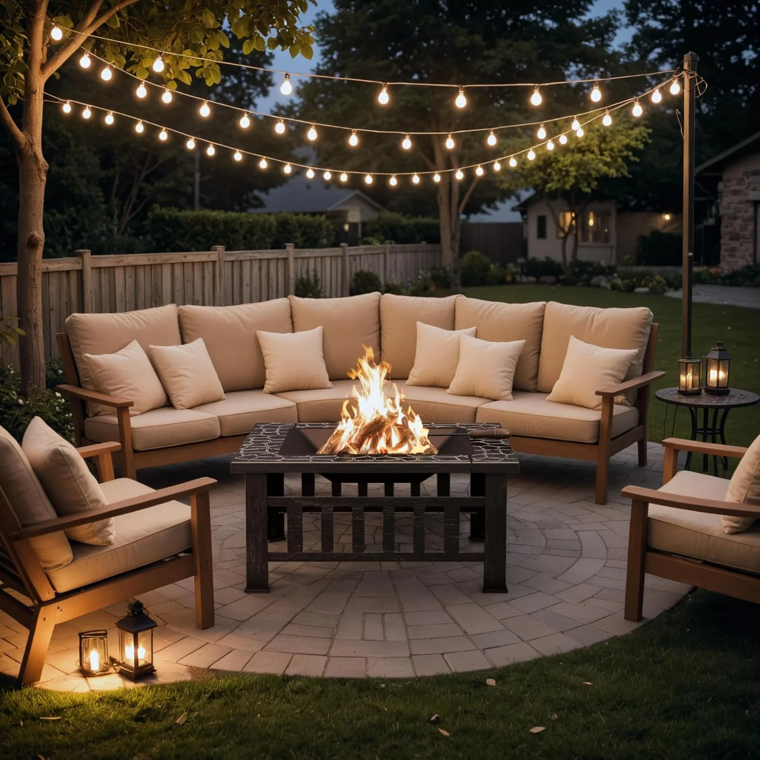 Devoko Outdoor Fire Pit, 32 Inch Firepit Table Metal Outdoor Fireplaces with Waterproof Cover for Outside Patio Camping