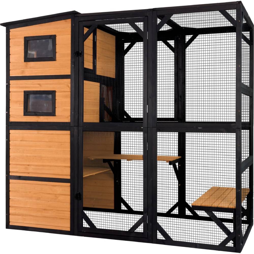 Aivituvin Large Cat Catio, 4 Tiers, Weatherproof Roof, 70