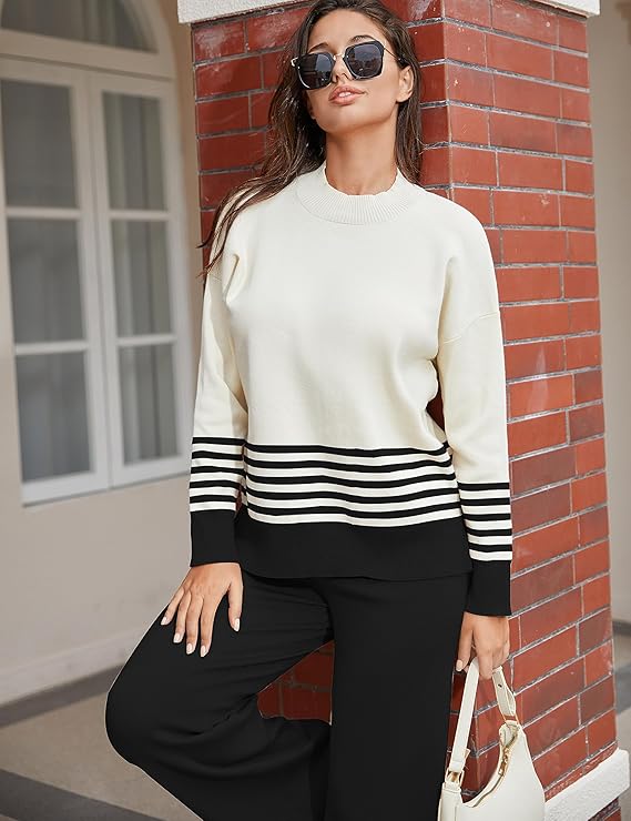 Women's Lounge Sets 2 Piece Outfits Knitted Pullover Sweater