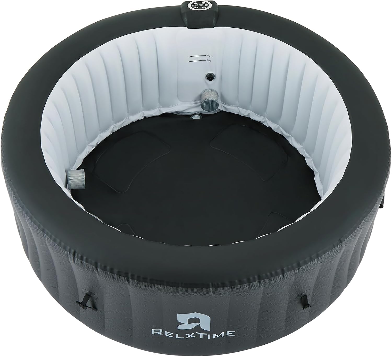 Inflatable Hot Tub 2-4 Person 110 Air Jets, Portable Blow Up Hottub with Cover, Built in Heater Pump, Round Outdoor Spa, Cup Holder, 2 Filters, Black