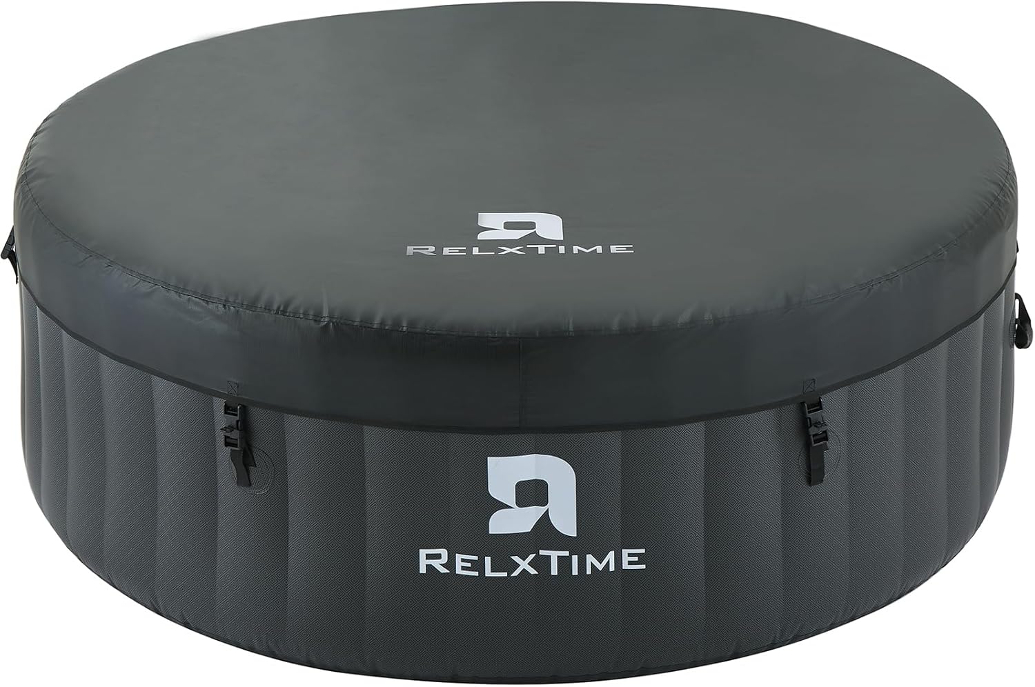 Inflatable Hot Tub 2-4 Person 110 Air Jets, Portable Blow Up Hottub with Cover, Built in Heater Pump, Round Outdoor Spa, Cup Holder, 2 Filters, Black