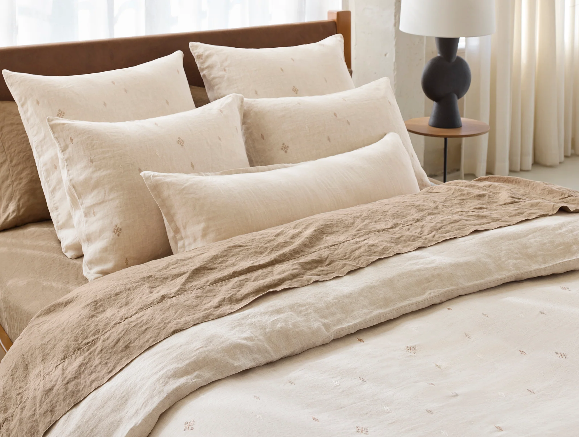 Cambria Embroidered Organic Linen Sham