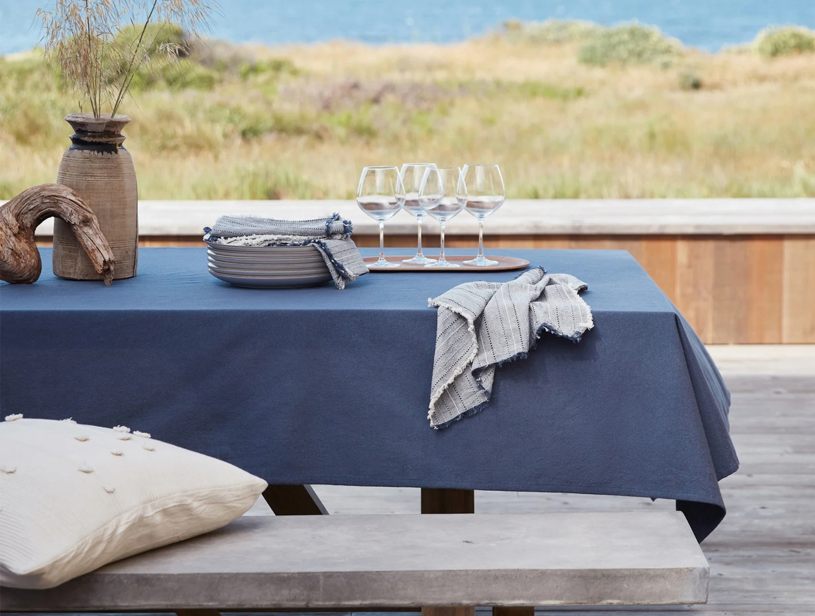 Sonoma Textured Organic Tablecloth