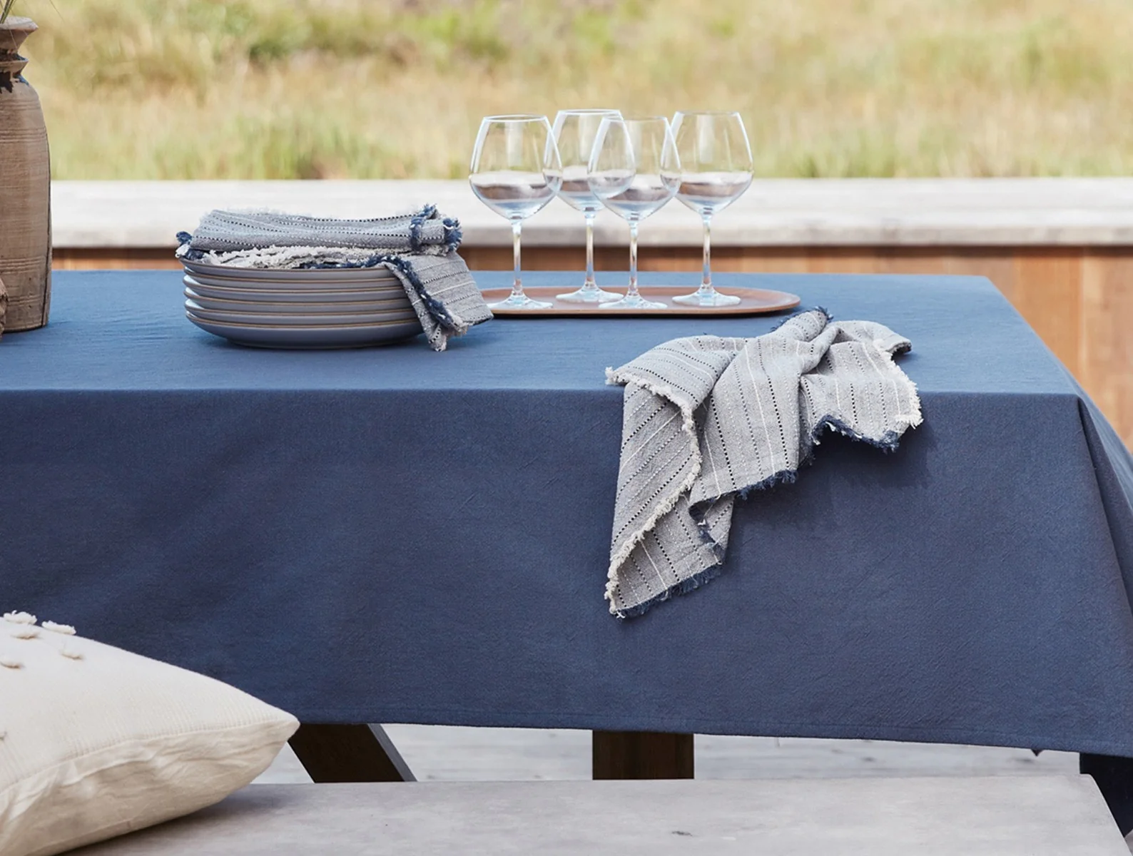 Fringe Stripe Organic Napkins, Set of 4