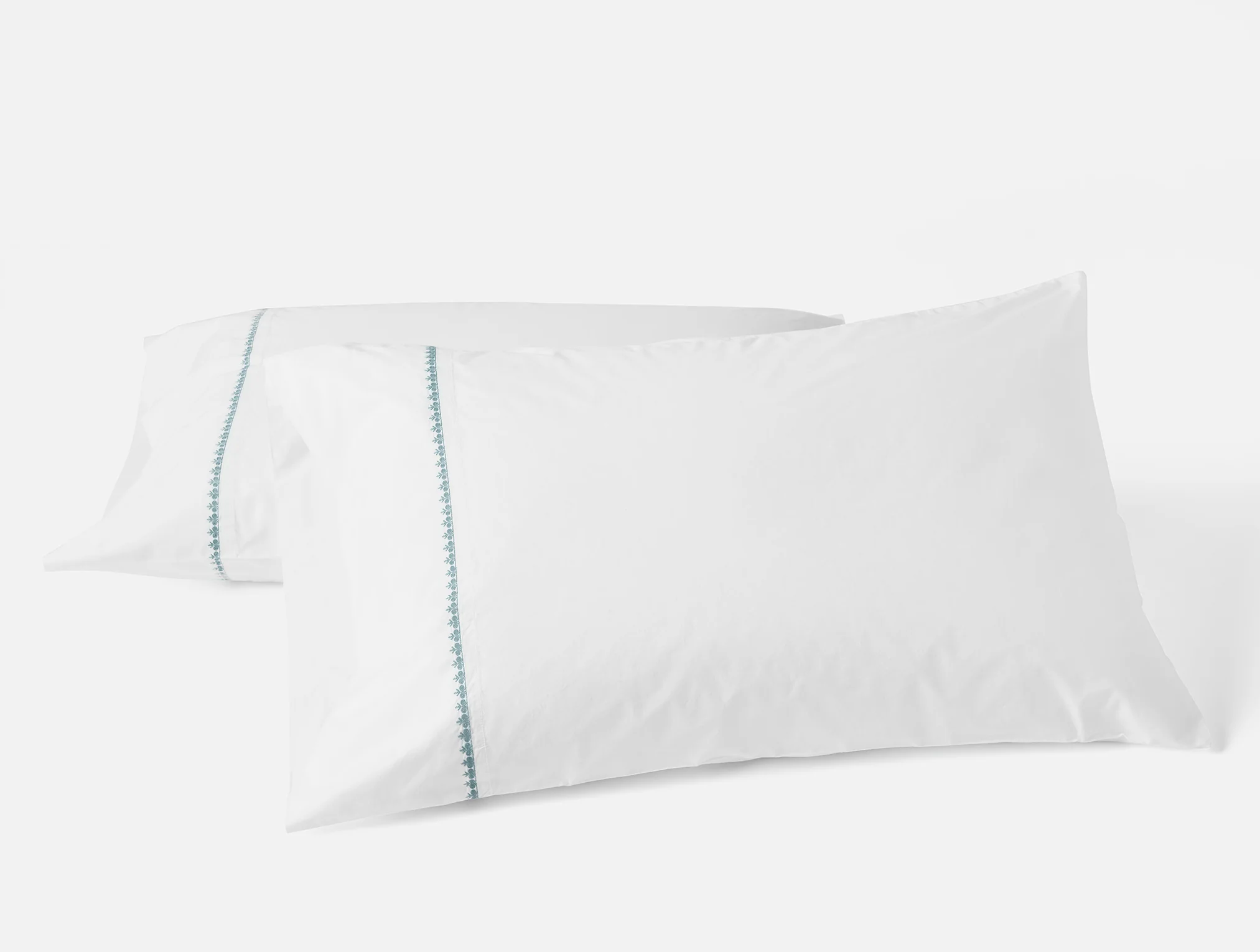 Floret Embroidered Organic Percale Pillowcases