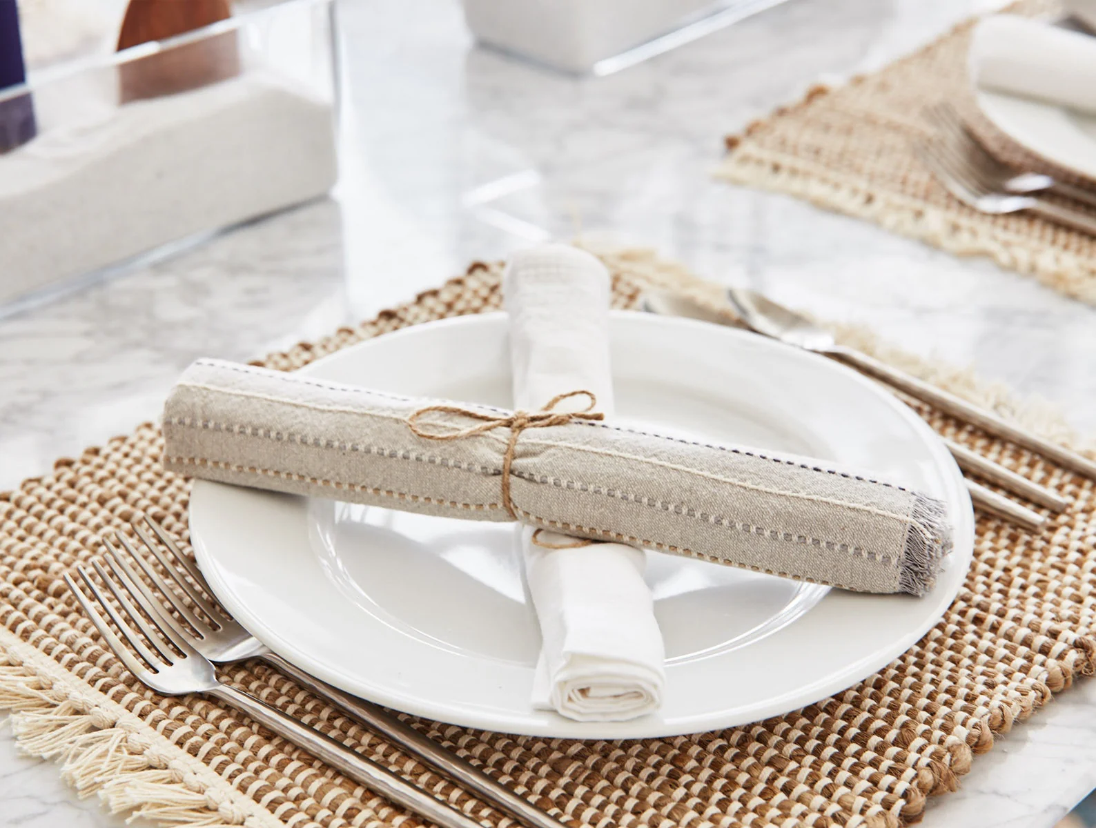 Fringe Stripe Organic Napkins, Set of 4