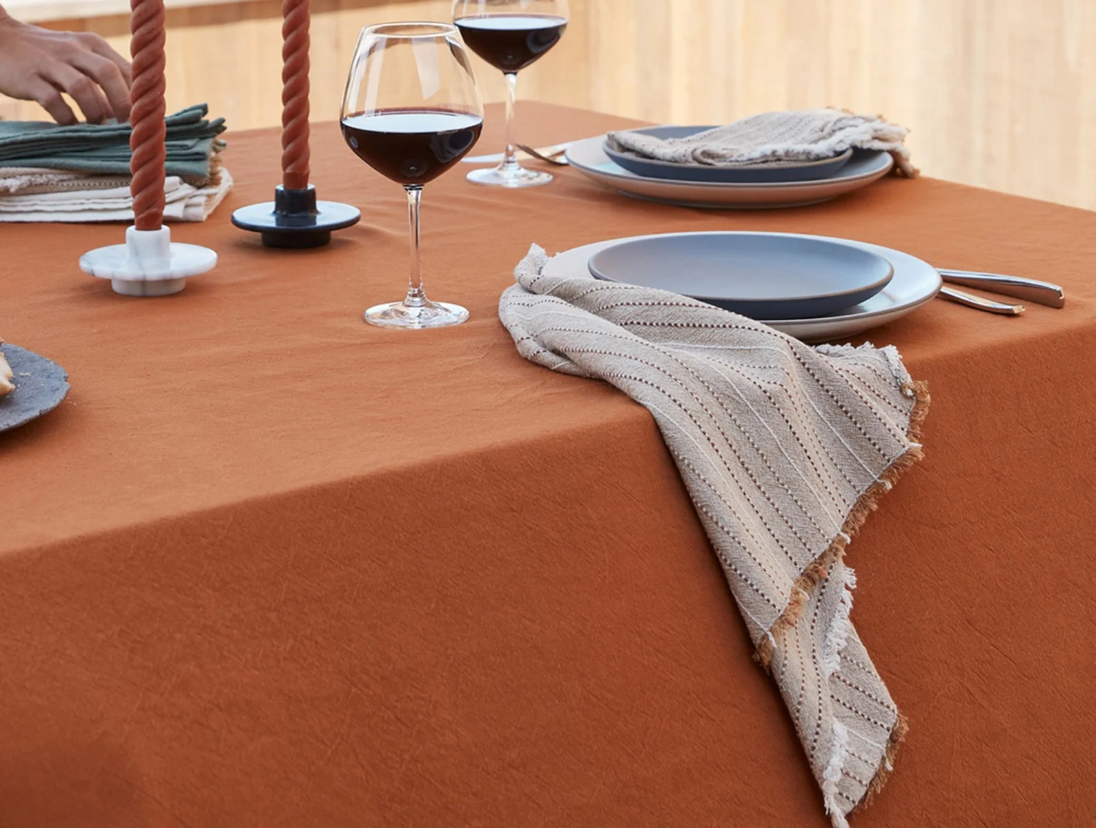 Fringe Stripe Organic Napkins, Set of 4
