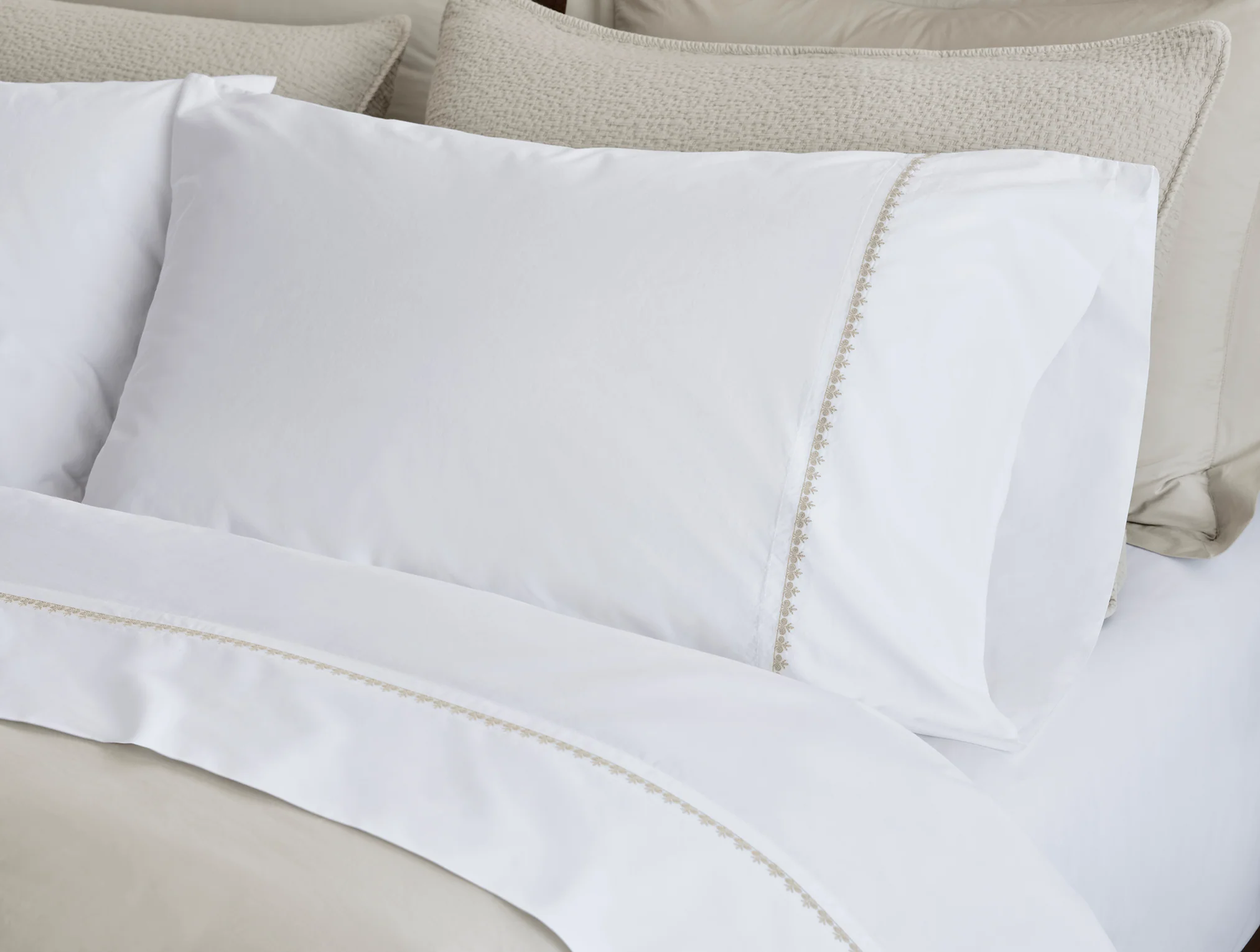 Floret Embroidered Organic Percale Pillowcases