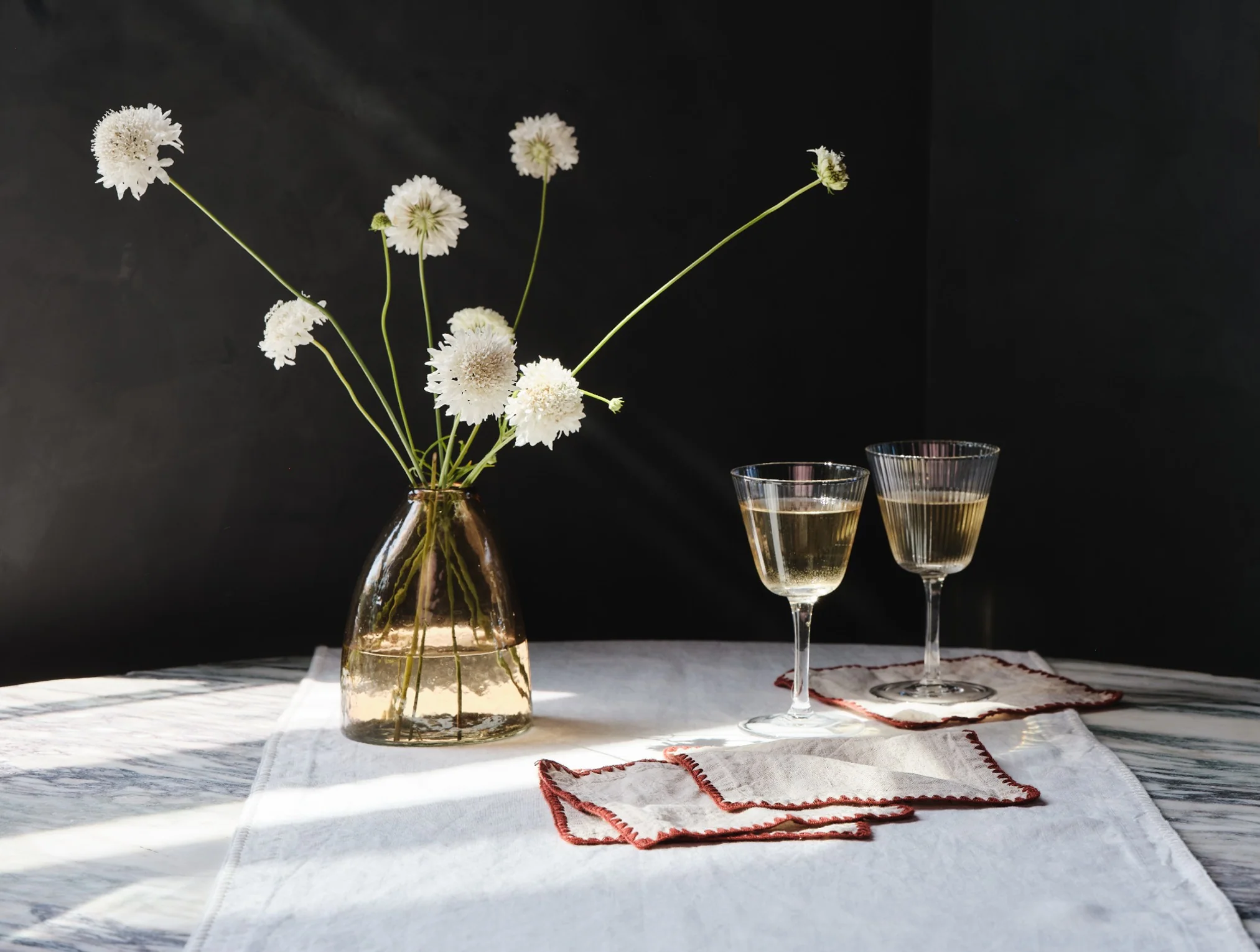 Olivos Embroidered Organic Linen Runner