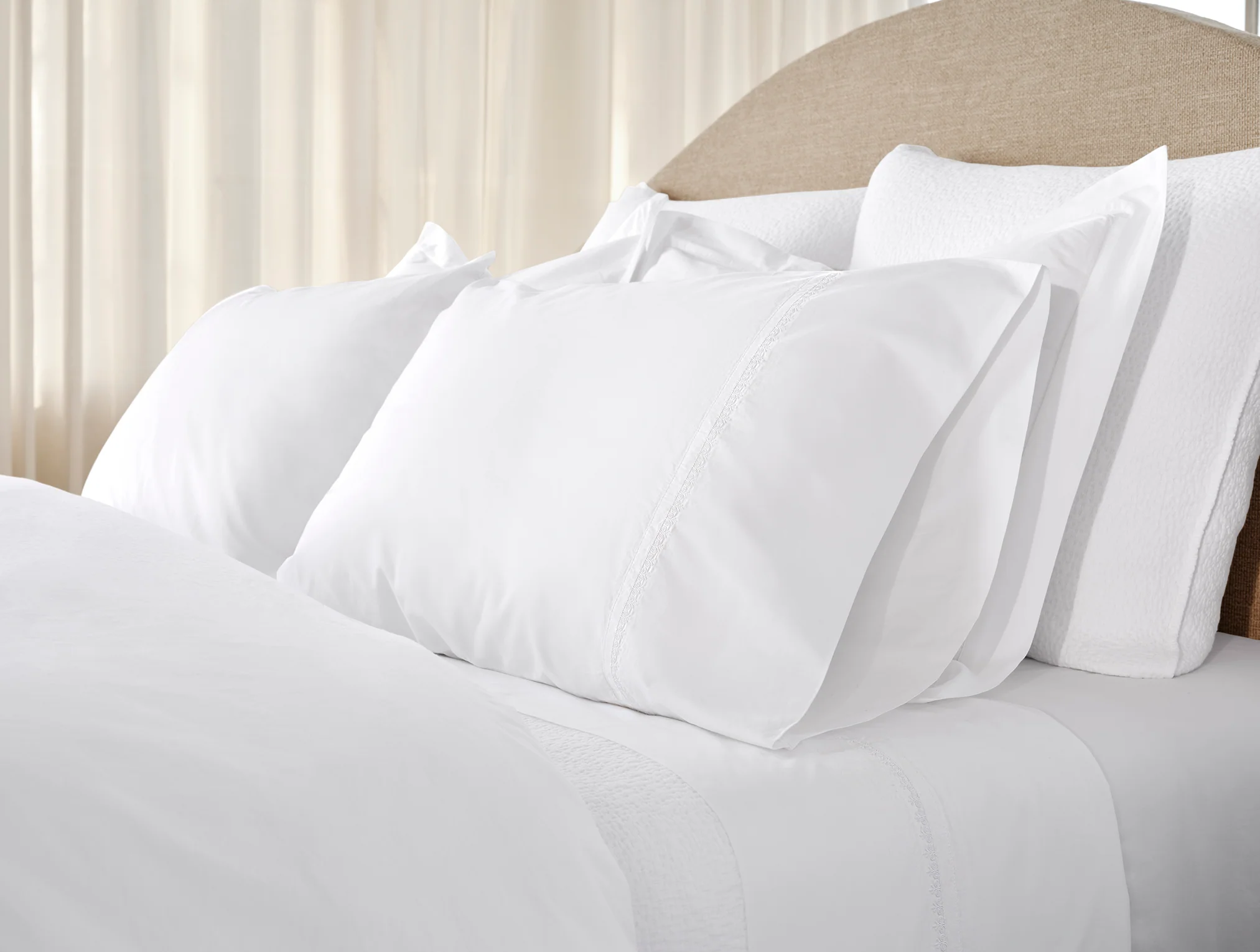 Floret Embroidered Organic Percale Pillowcases