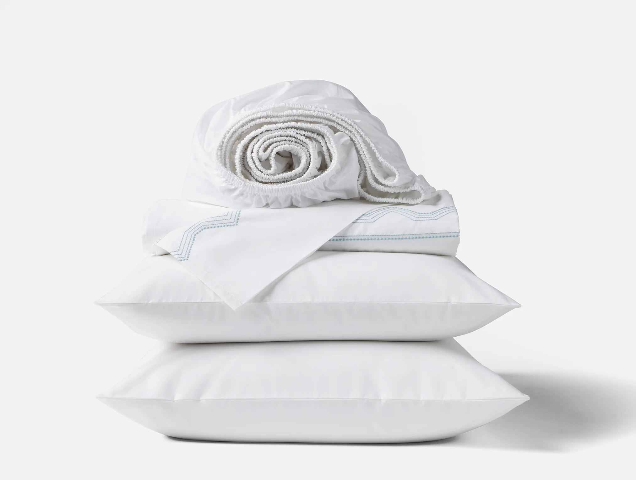 Vista Embroidered Organic Percale Sheet Set