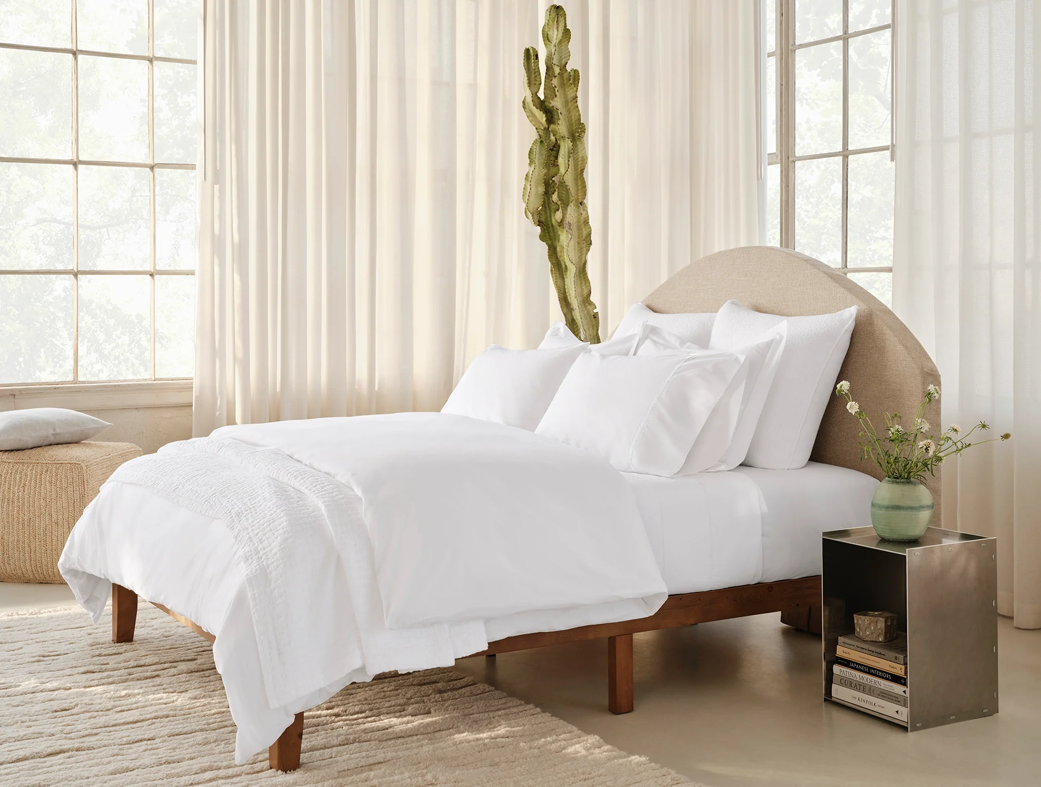 Floret Embroidered Organic Percale Sheet Set