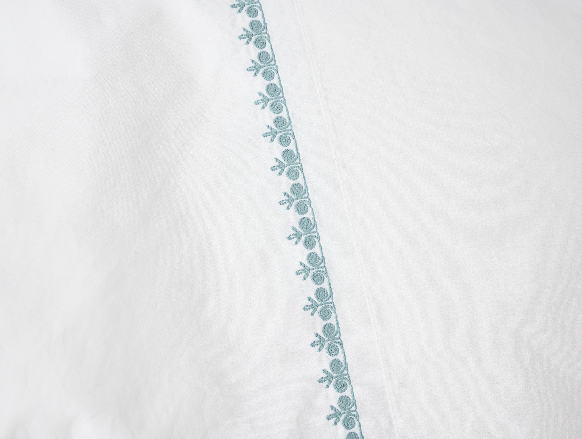 Floret Embroidered Organic Percale Sheet Set