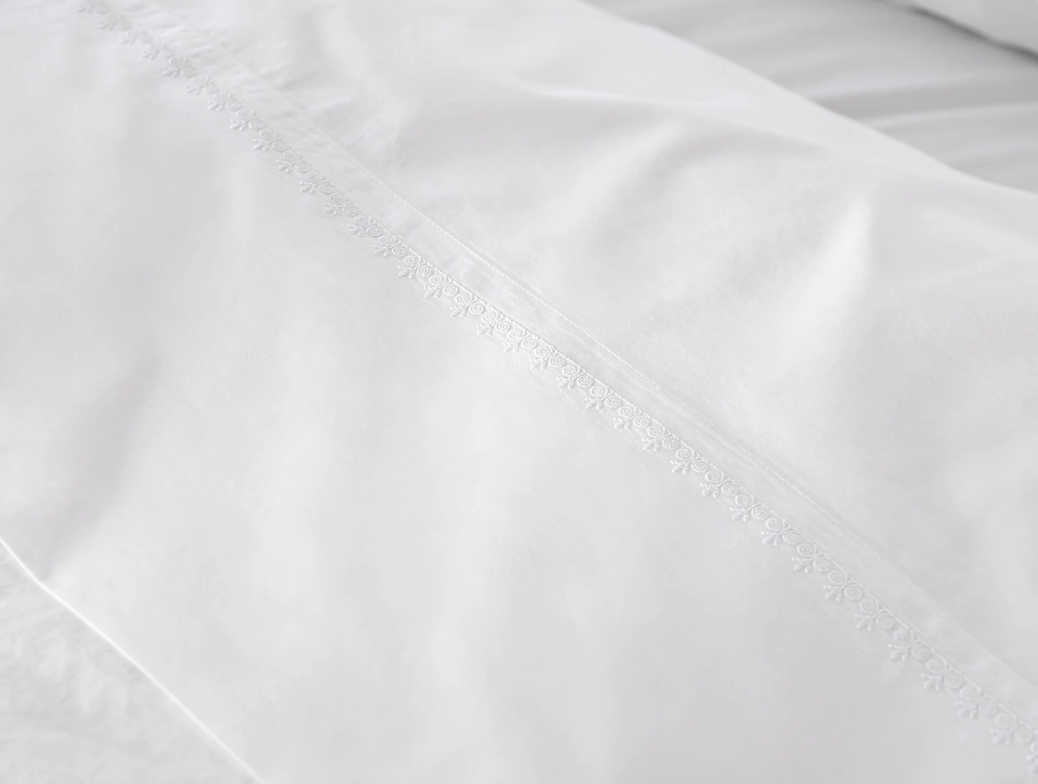 Floret Embroidered Organic Percale Sheet Set