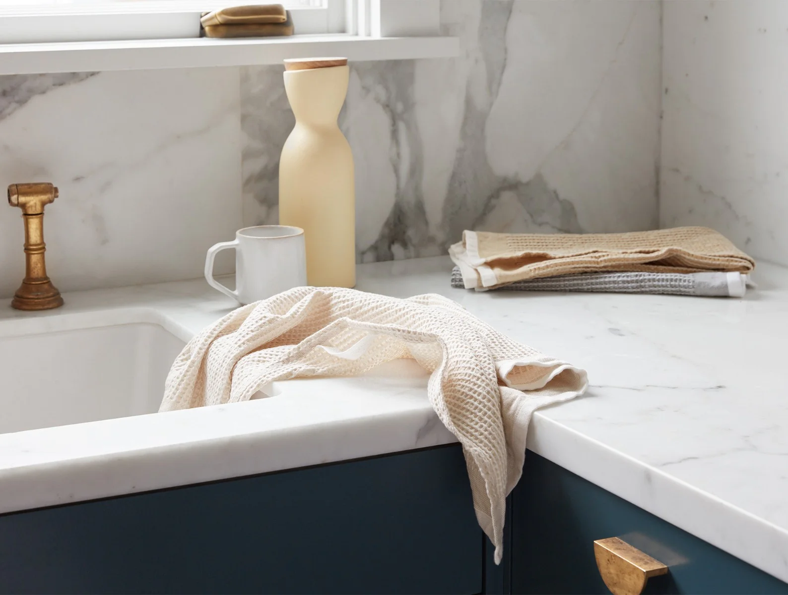 Organic Waffle Kitchen Towels, Set of 6