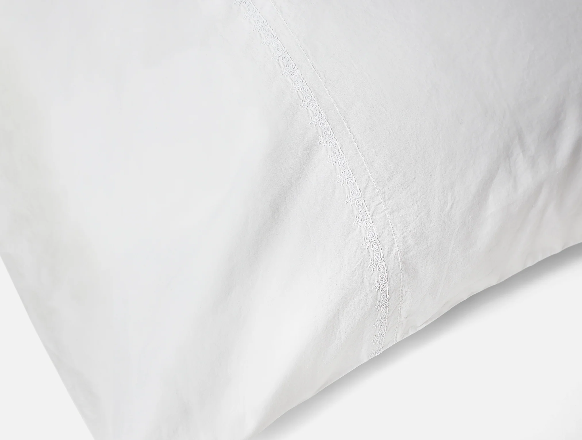 Floret Embroidered Organic Percale Pillowcases