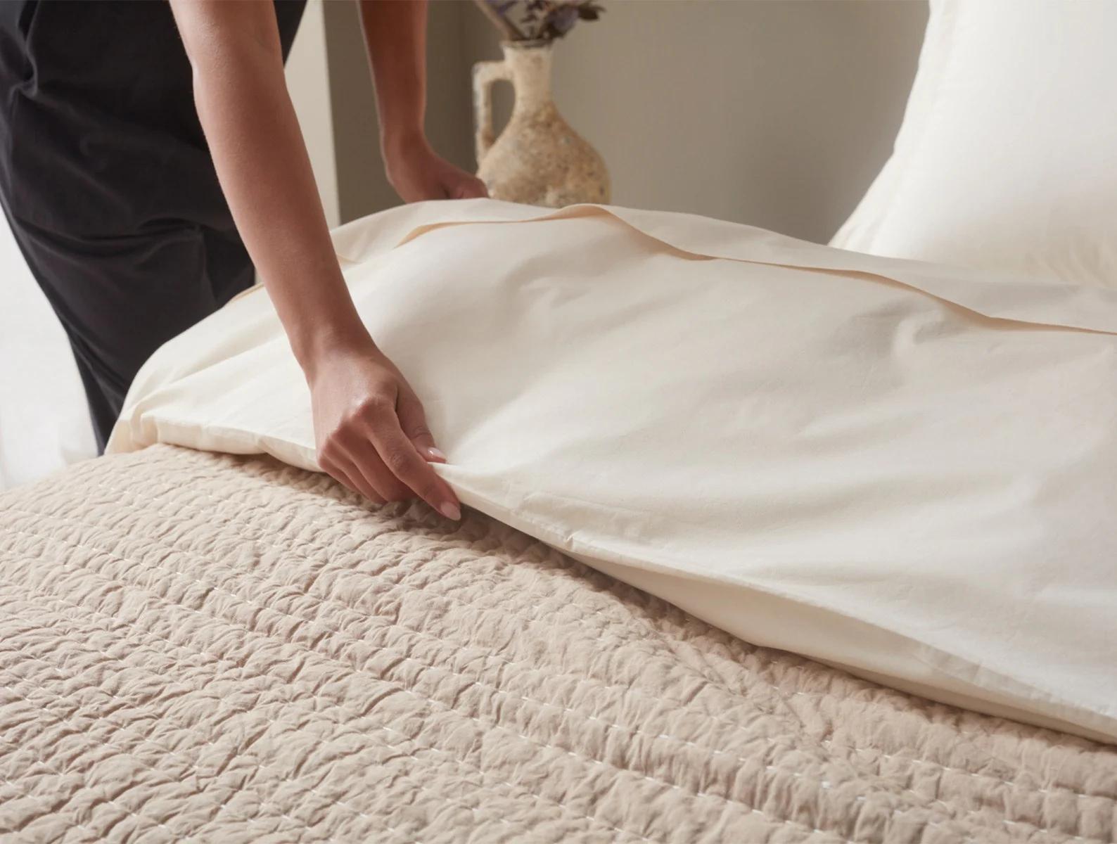 Channel Handstitched Organic Quilt