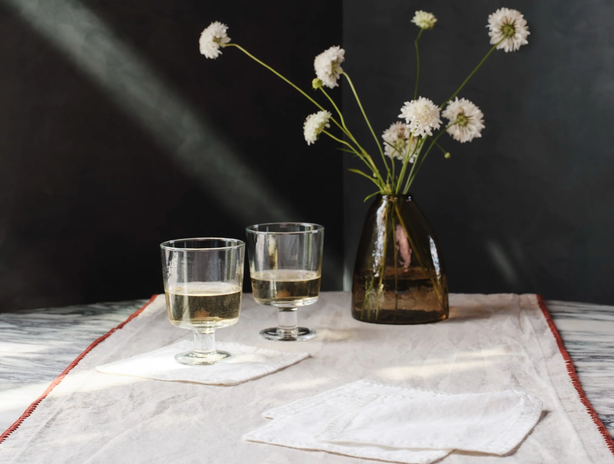 Olivos Embroidered Organic Linen Runner