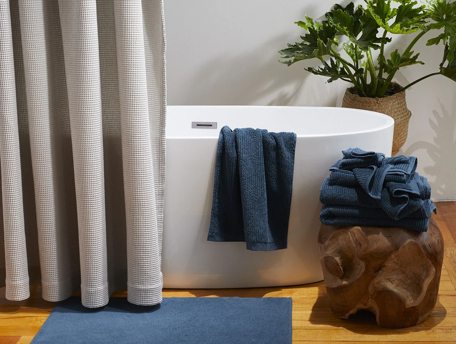 Organic Waffle Shower Curtain