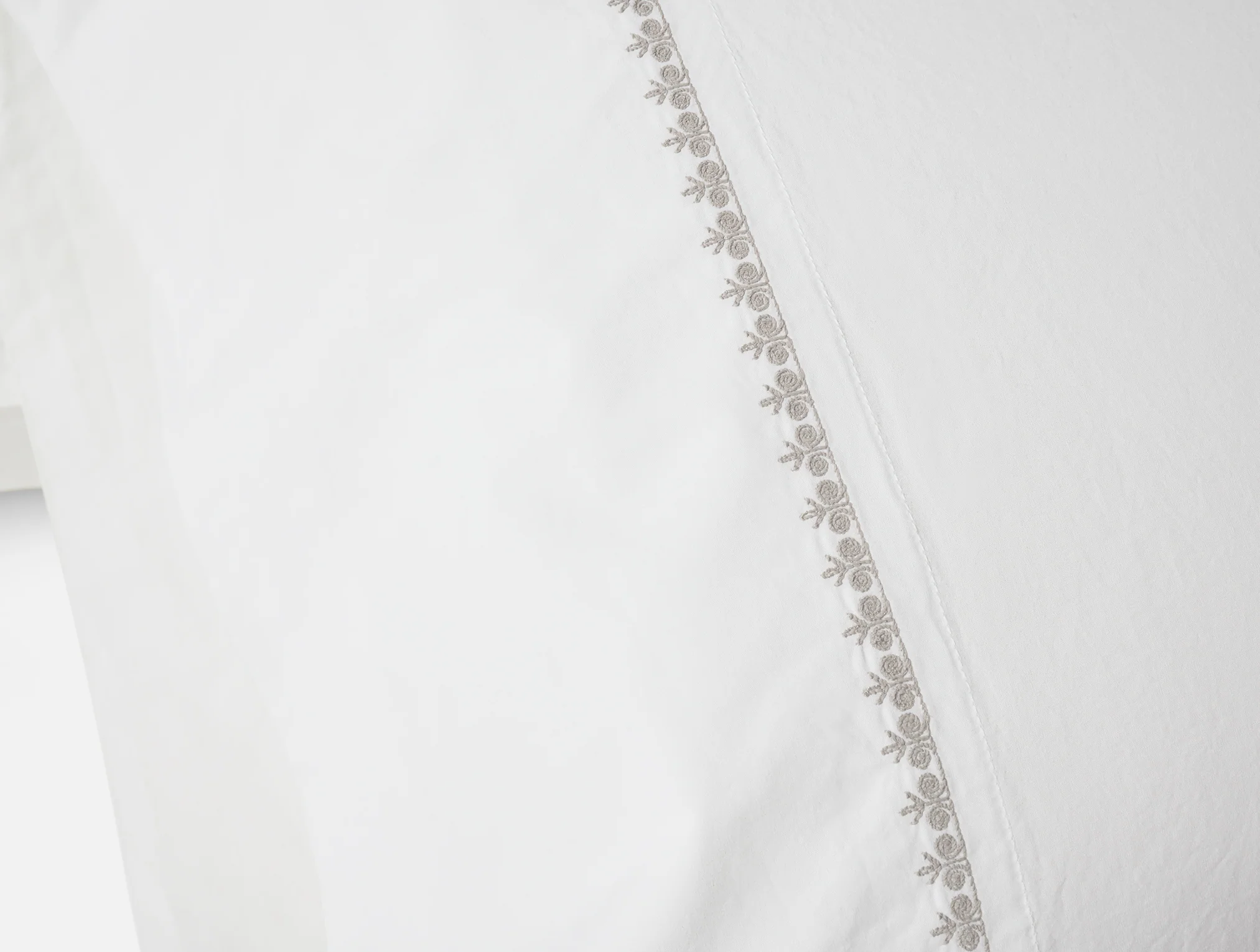 Floret Embroidered Organic Percale Sheet Set