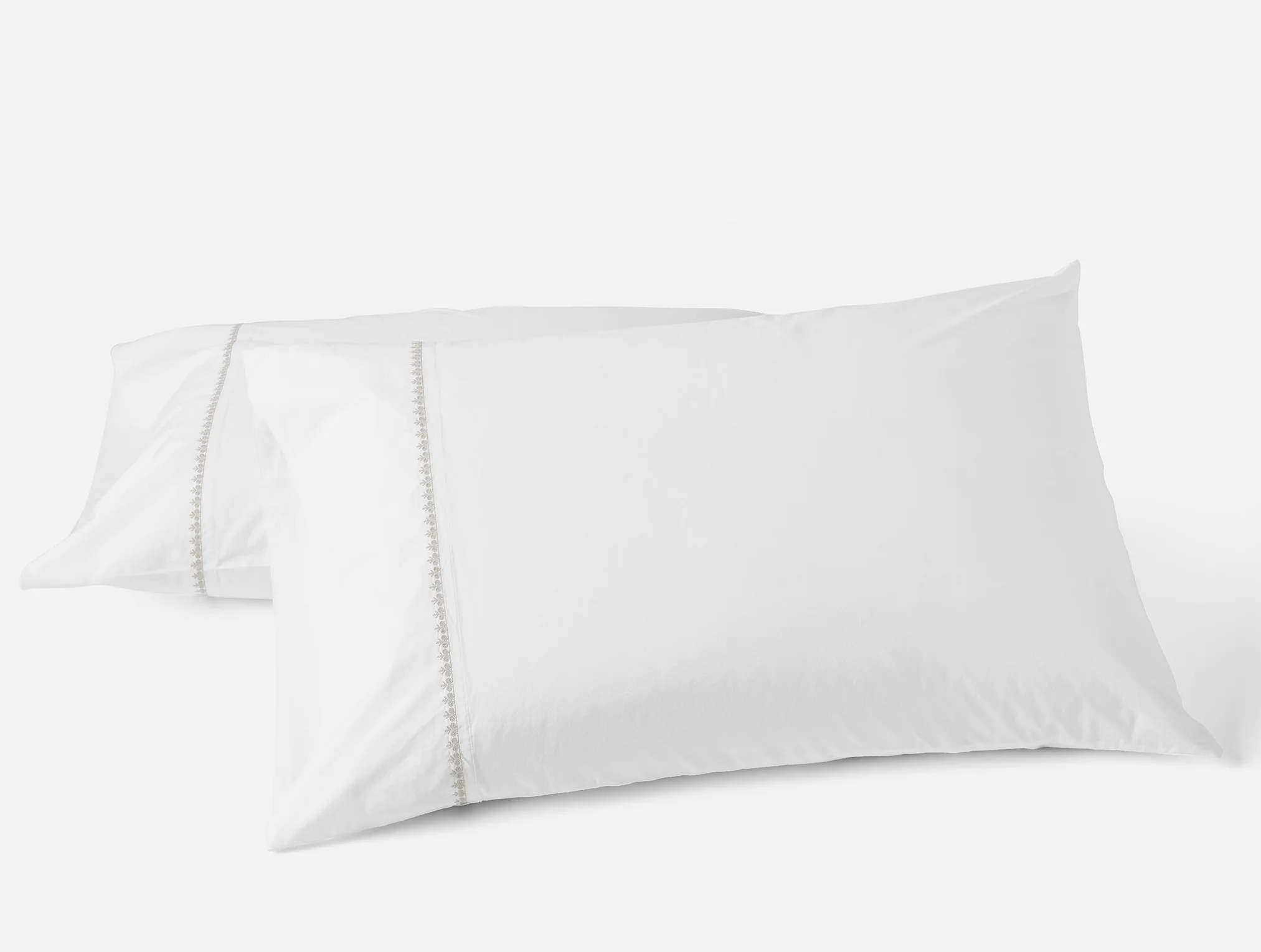 Floret Embroidered Organic Percale Pillowcases