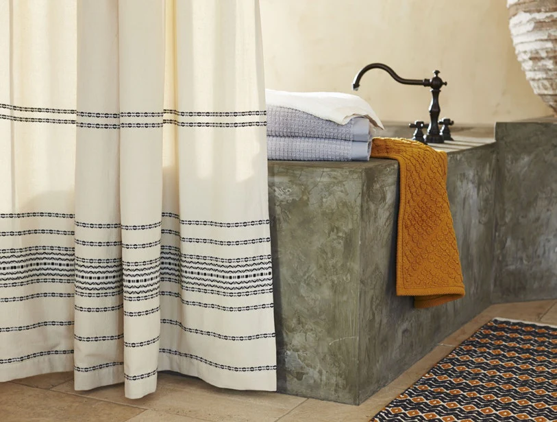 Rippled Stripe Organic Shower Curtain