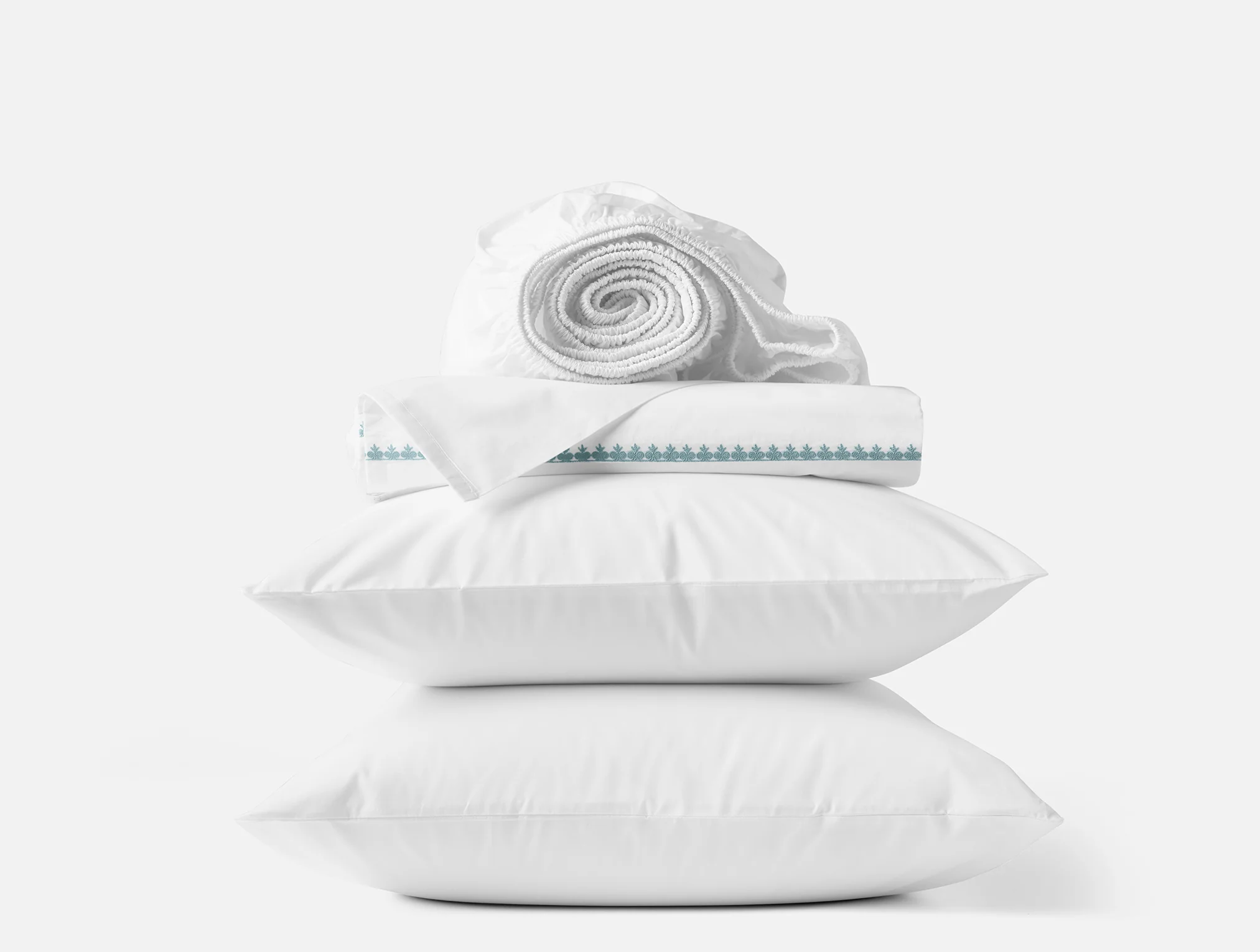Floret Embroidered Organic Percale Sheet Set