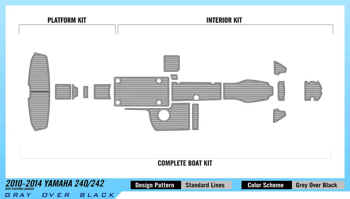 2010-2014 | Yamaha | 240/242 with Platform Lounger – Custom EVA Foam Marine Flooring Kit - HXBYX