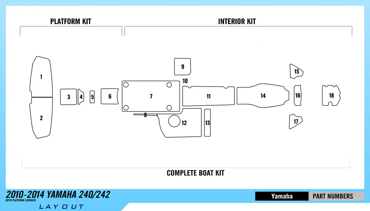 2010-2014 | Yamaha | 240/242 with Platform Lounger – Custom EVA Foam Marine Flooring Kit - HXBYX