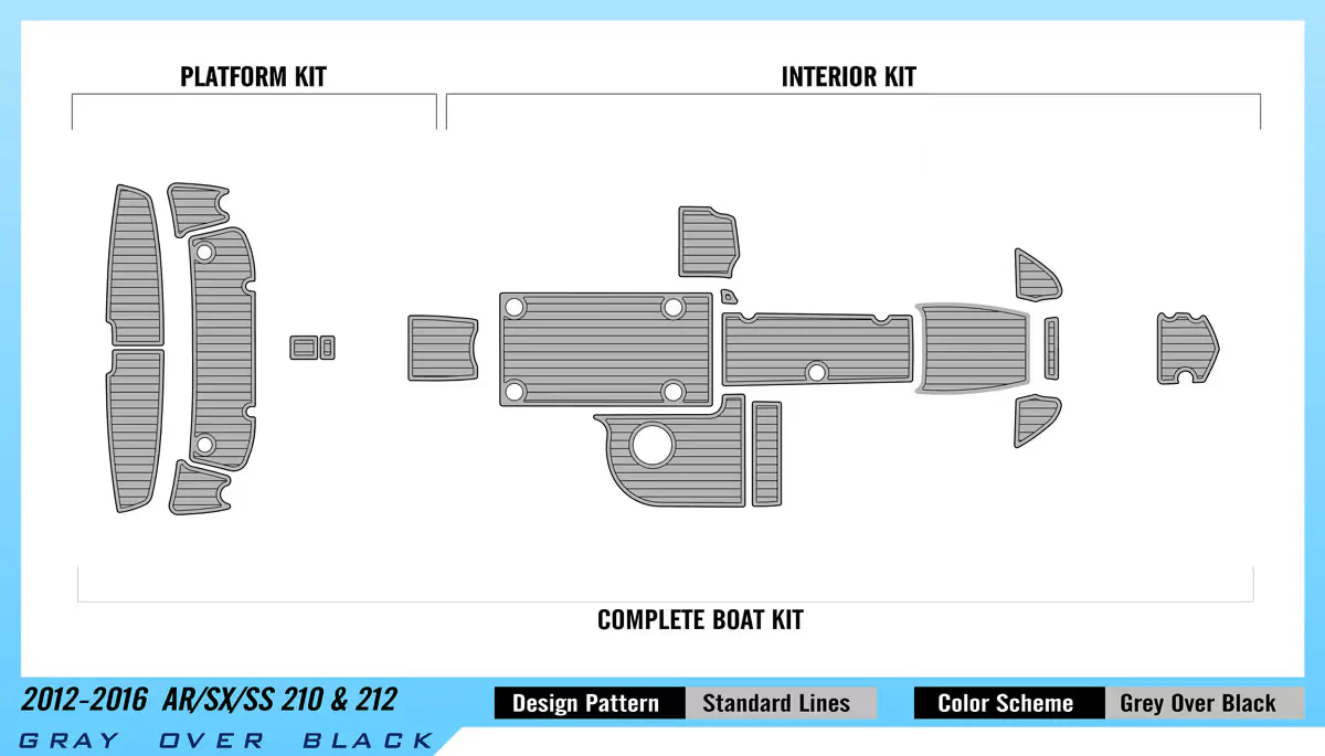 2012-2016 | Yamaha | AR/SA/SS 210 & 212 – Premium Non-Slip EVA Foam Marine Flooring Kit - HXBYX