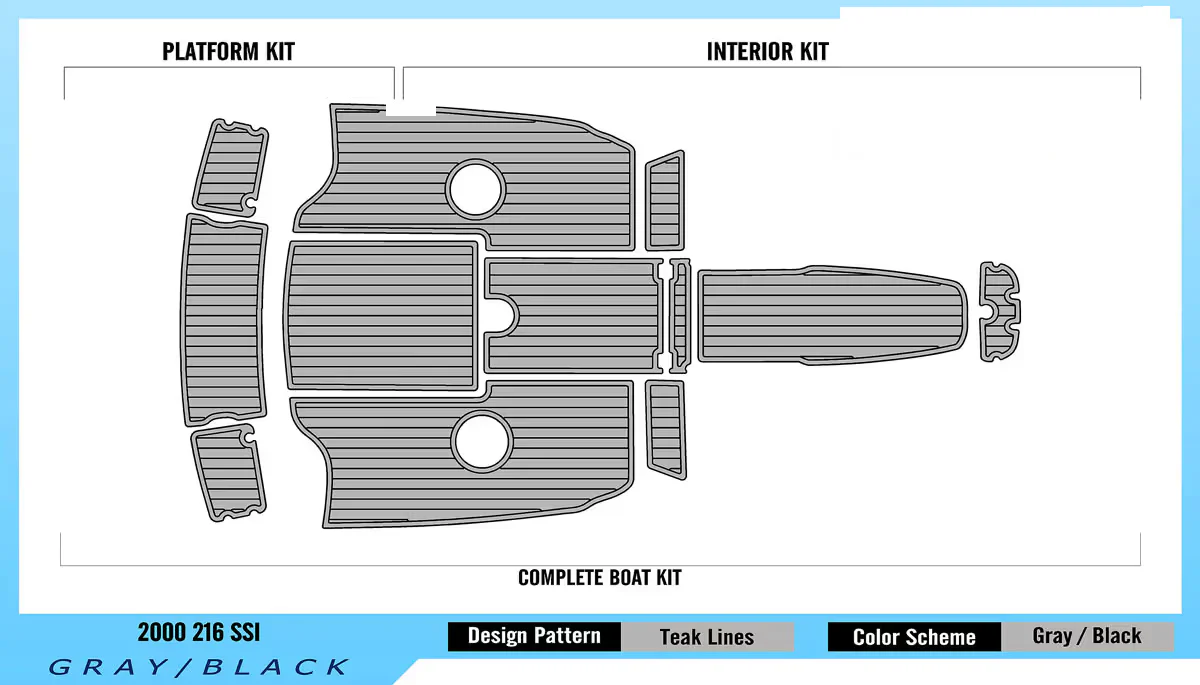 2000 | Chaparral | 216 SSI - Custom EVA Foam Boat Flooring Kit - HXBYX